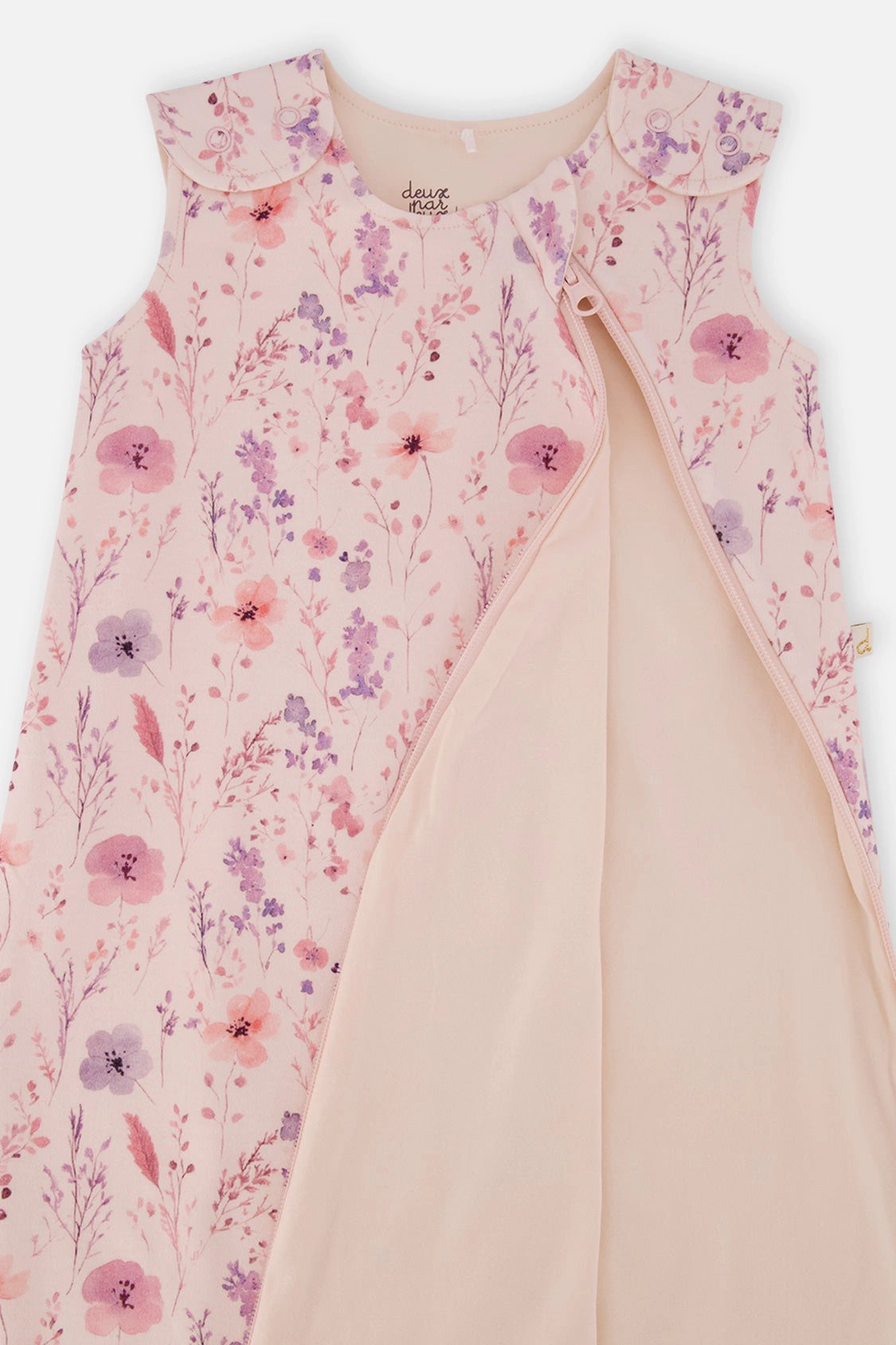 Deux par Girls Organic Cotton Zip Sleep Sack with Printed Flowers