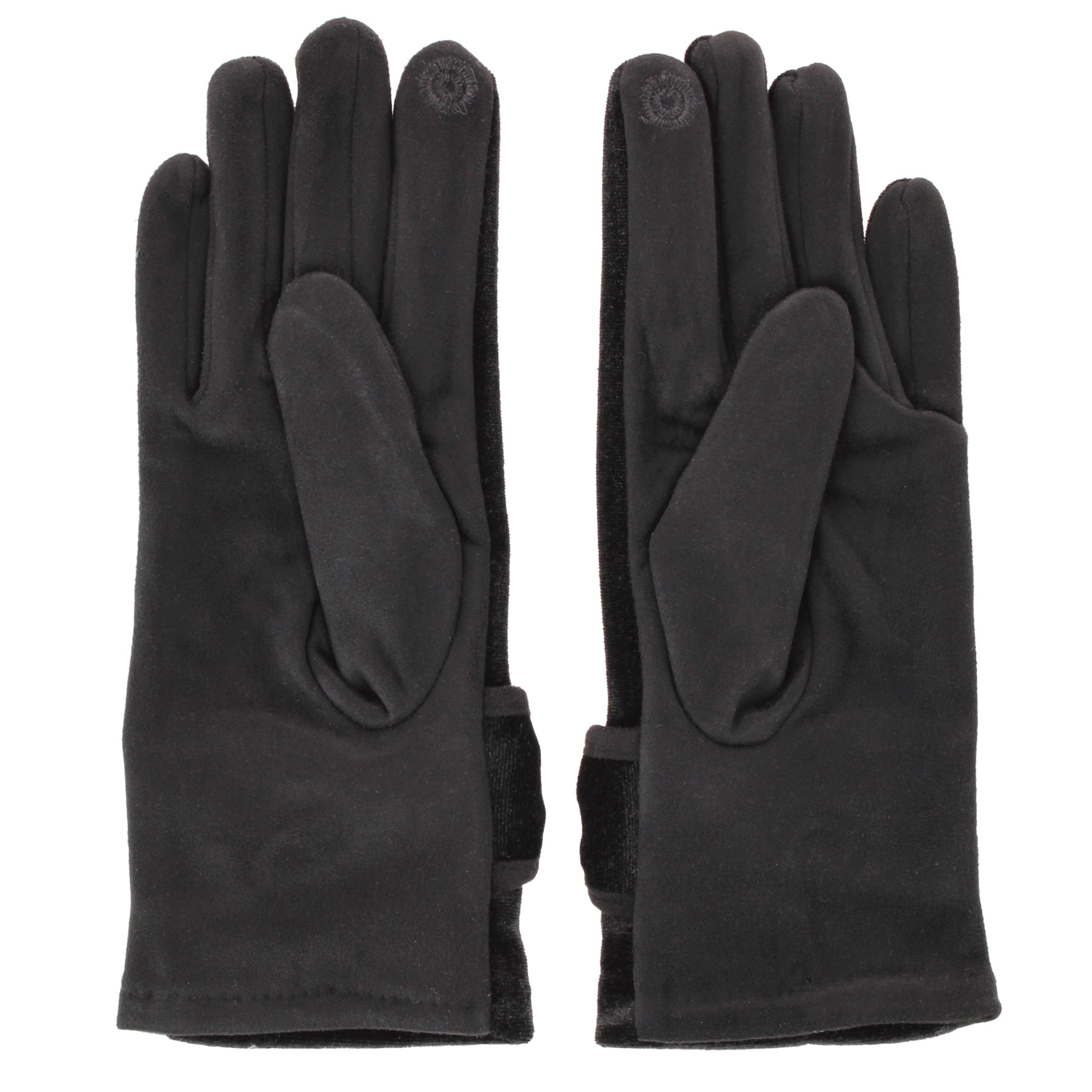 David & Young Women's Tech-Touch Velvet Feel Winter Gloves with Bow Detail