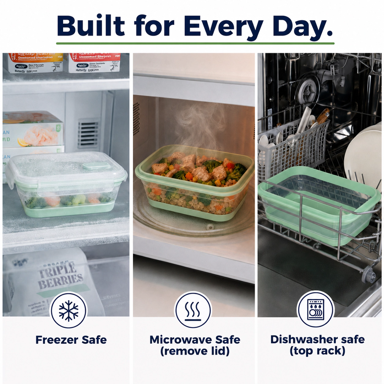 CHEFSPOT Collapsible Silicone Food Storage Containers 2 Pack