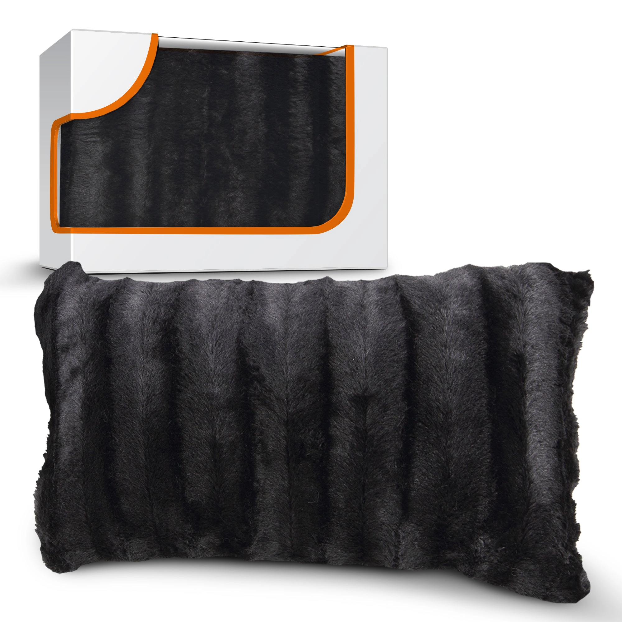 Cheer Collection Faux Fur Throw Pillow Cover 12"x20", Removable Zippered Case