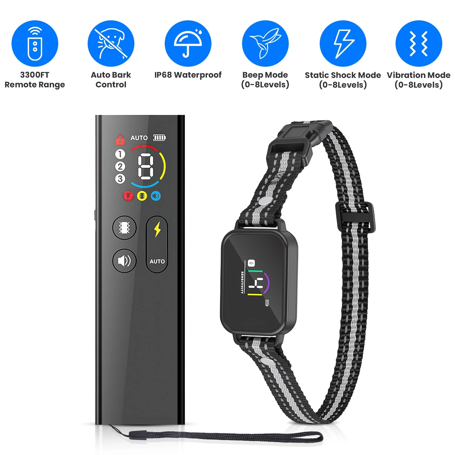 GBruno 2-in-1 Waterproof Dog Training Collar With Remote