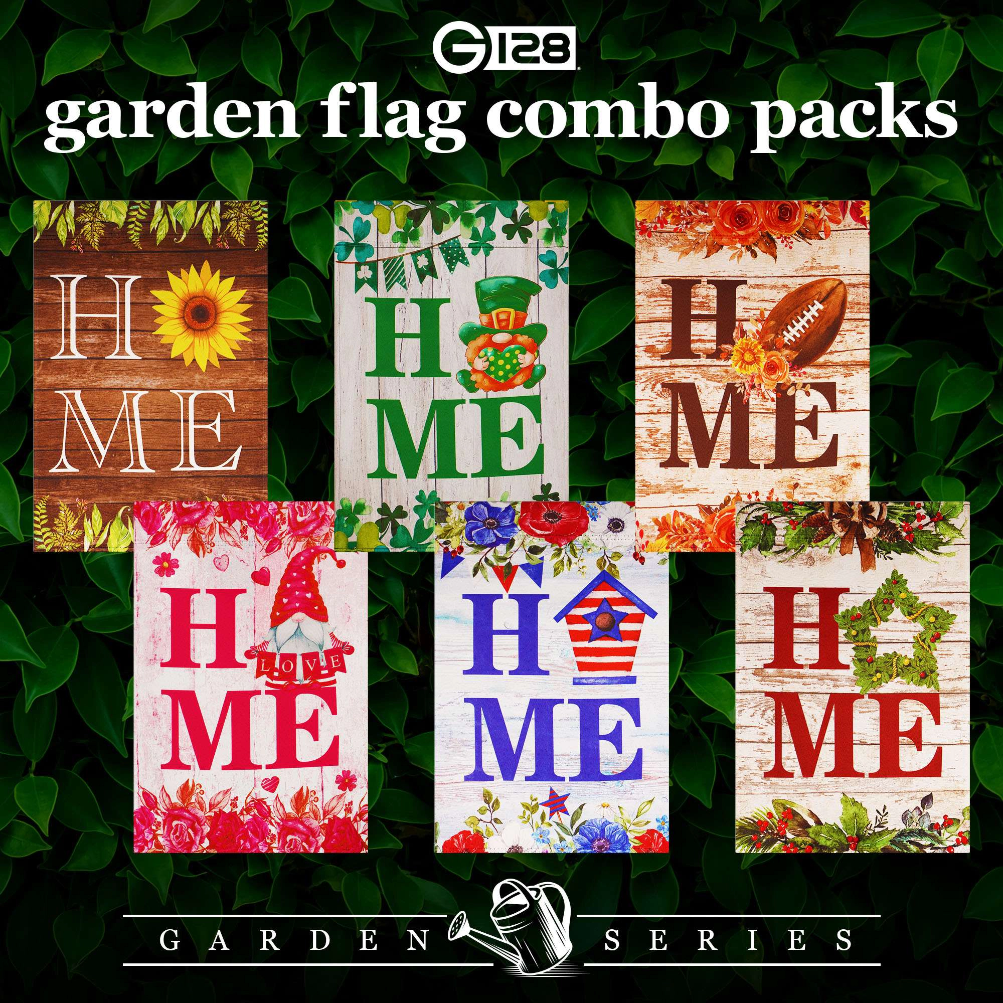 G128 Heart of the Home Welcome Garden Flag Set 6 Pack - Double-Sided 12x18 Home Family Decorative Flags