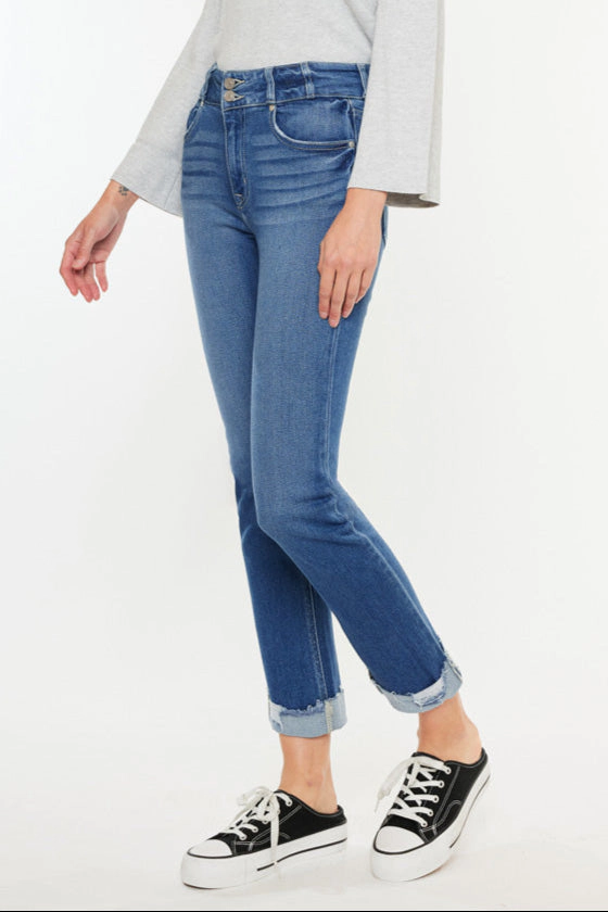KanCan Women's Plus Essentials High Rise Slim Straight Leg Jeans Esme