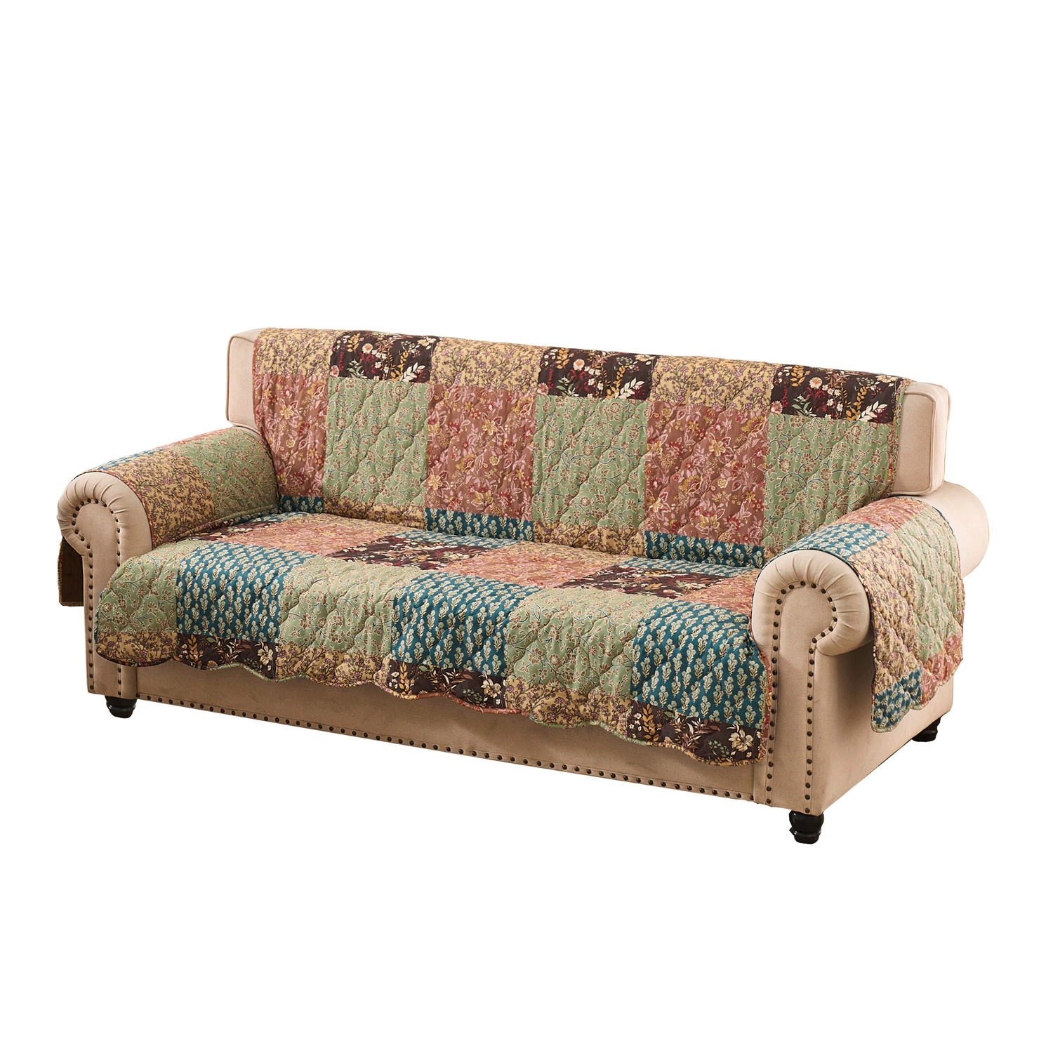 Greenland Home Fashions Hazel 100% Polyester Quilted Furniture Protector Sofa 127x77 Multi