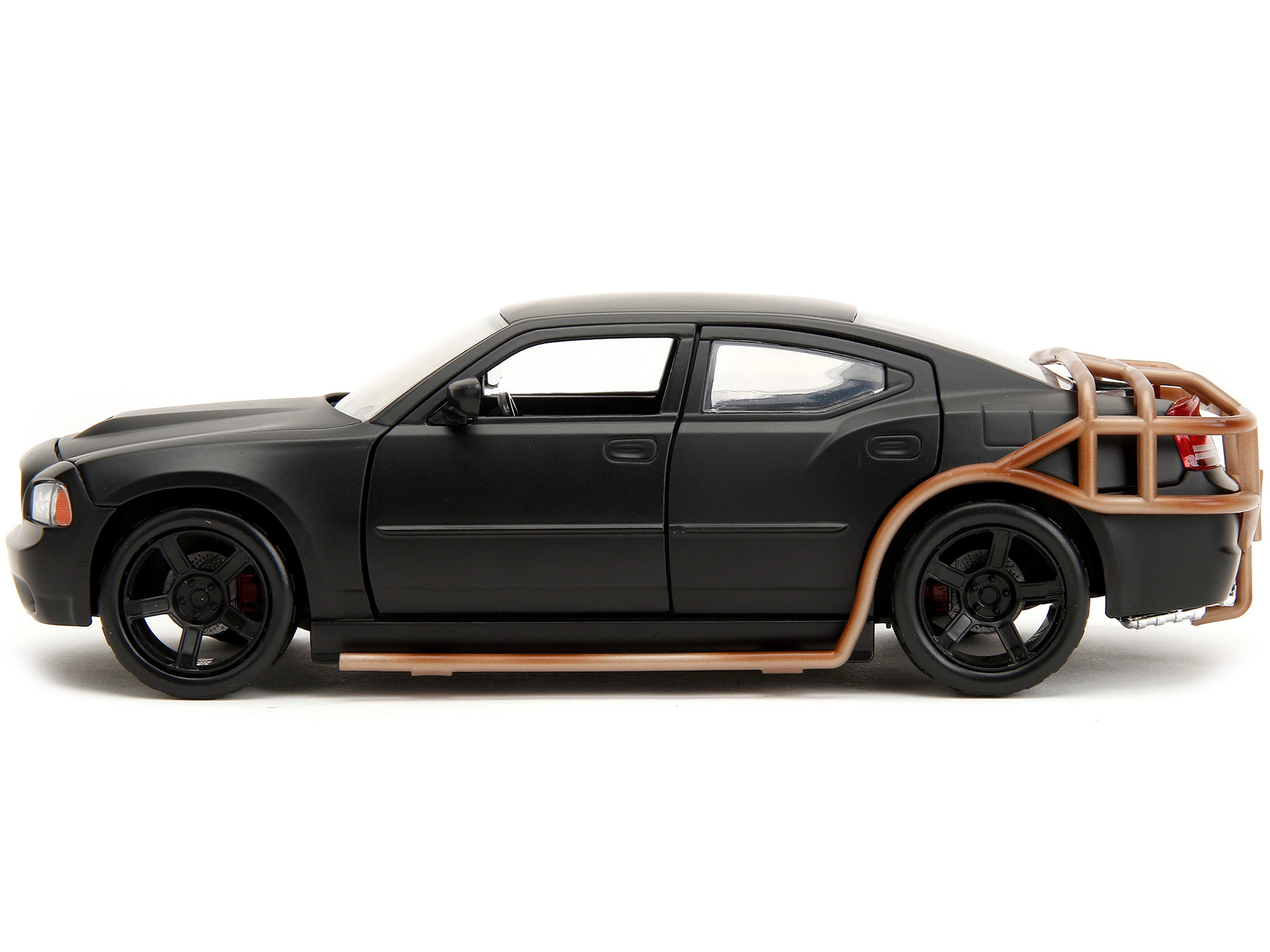Jada 2006 Dodge Charger Matt Black with Outer Cage "Fast & Furious" Movie 1/24 Diecast Model Car by Jada