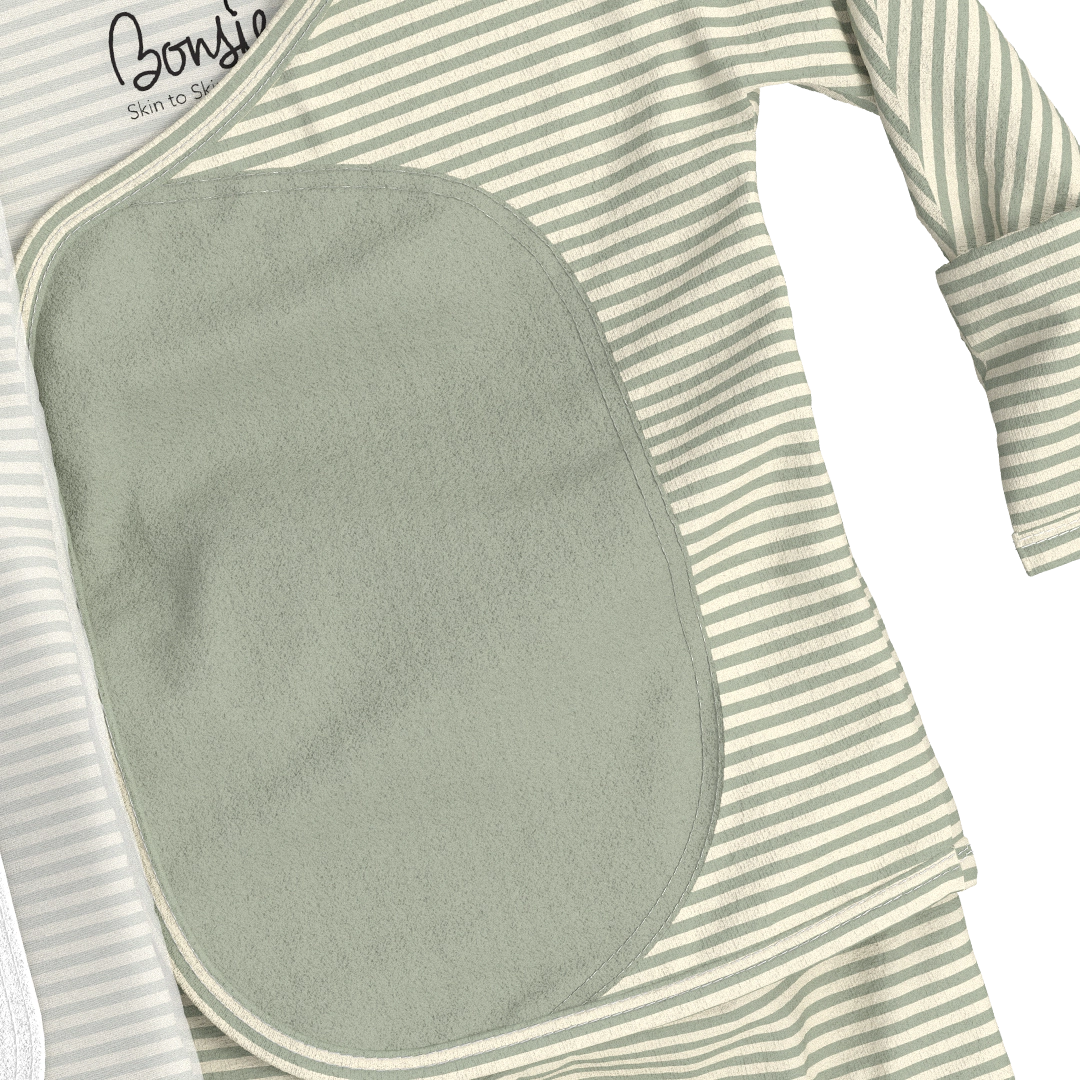 Bonsie Footie - Mint Twist, Wrap-Front Skin-to-Skin Baby