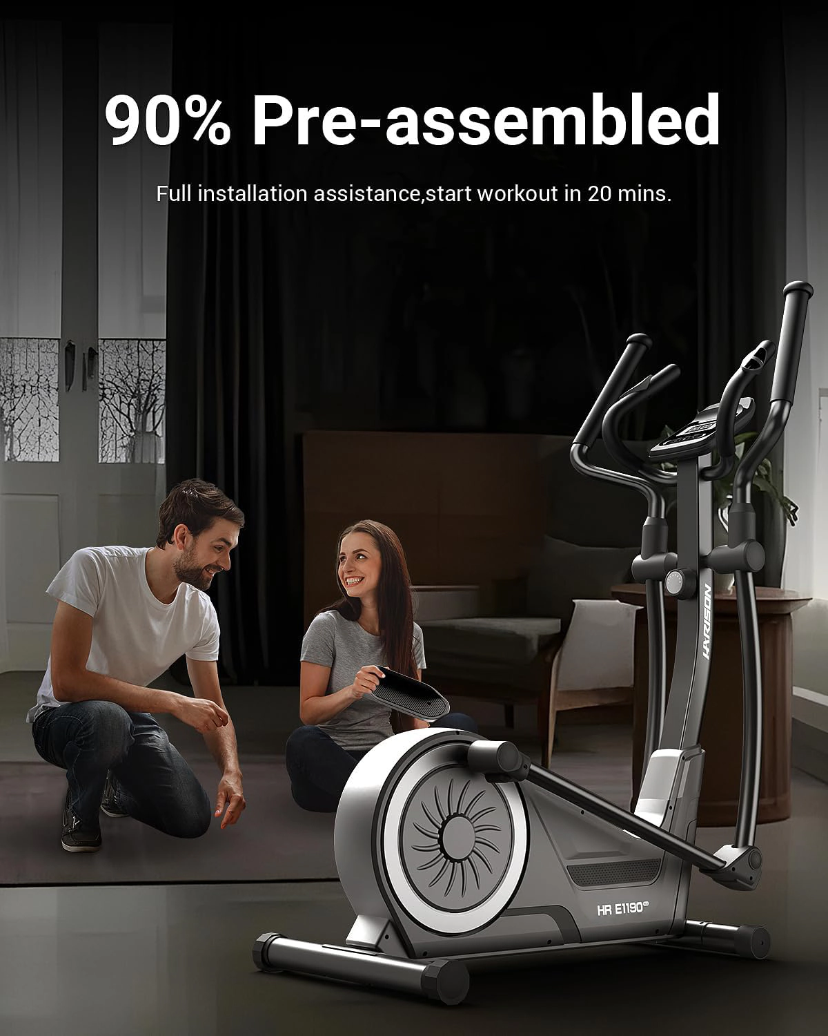 HARISON Magnetic Elliptical Machine, 350 lb Capacity, 16 Resistance Levels