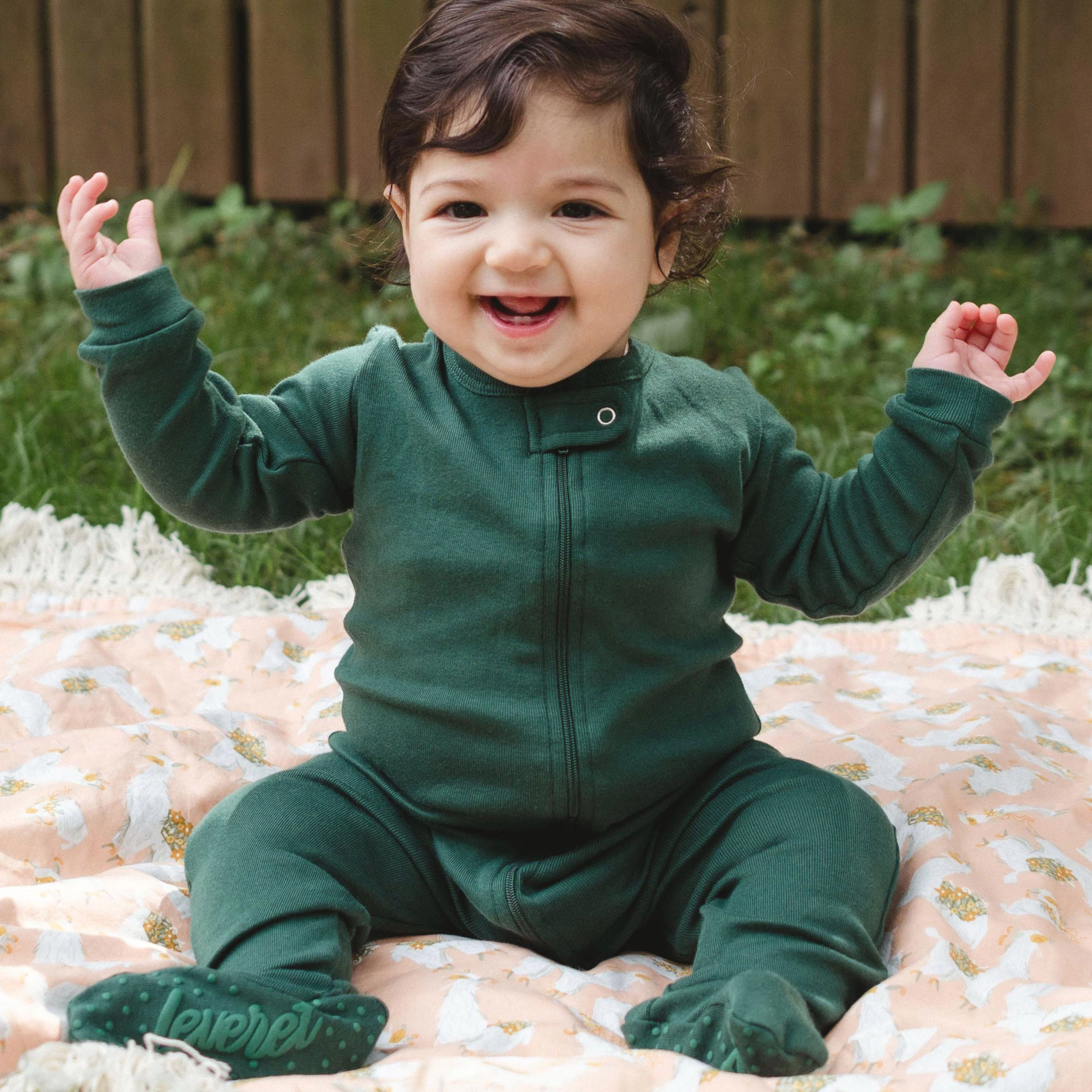 Leveret Baby/Toddler Boho Solid Cotton Footed Pajamas