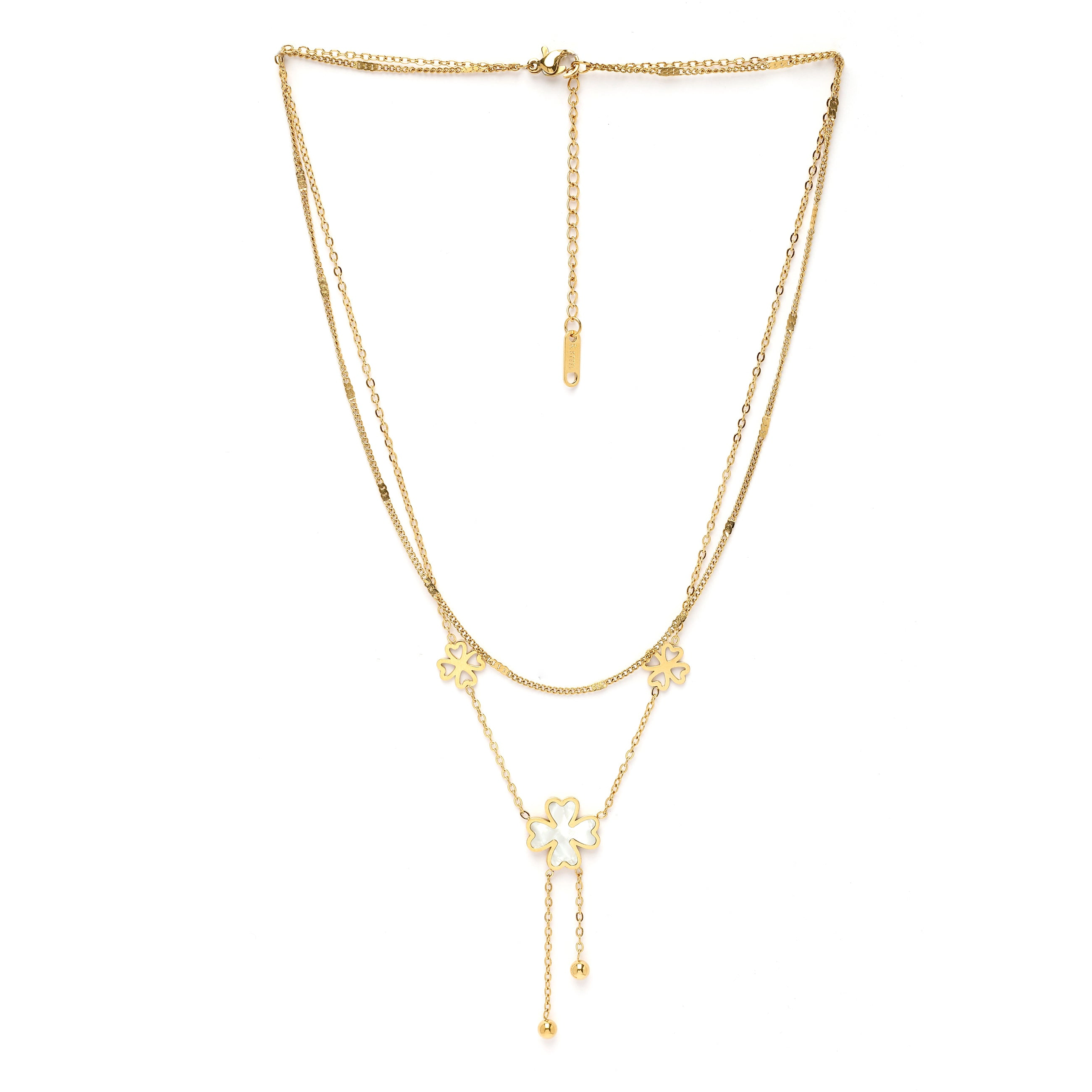 AGP PARIS Womens Diva Double Layered Floral Tassel Chain Y Necklace