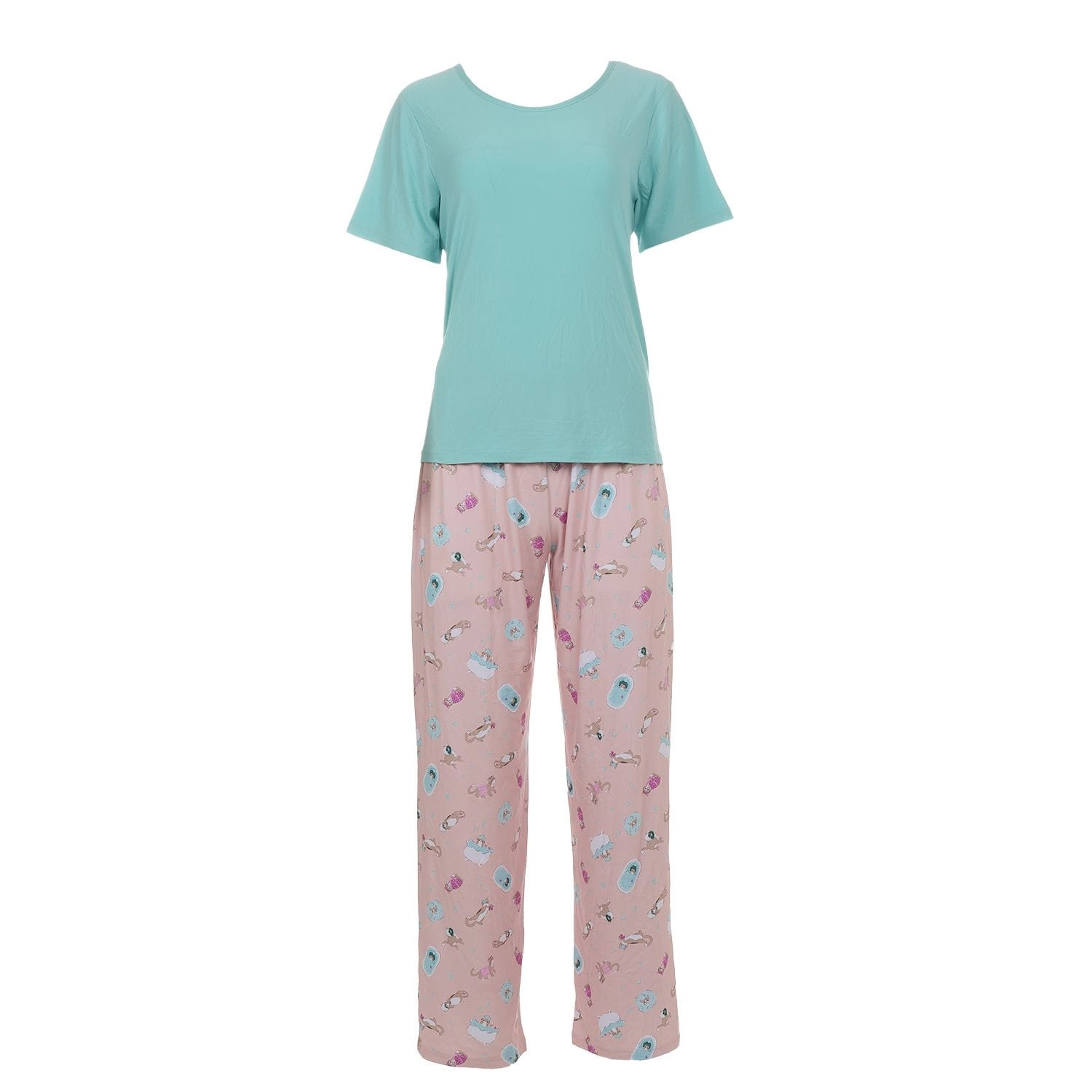 MeMoi Women's Spa Kitty Two Piece Pajama Set A Bag