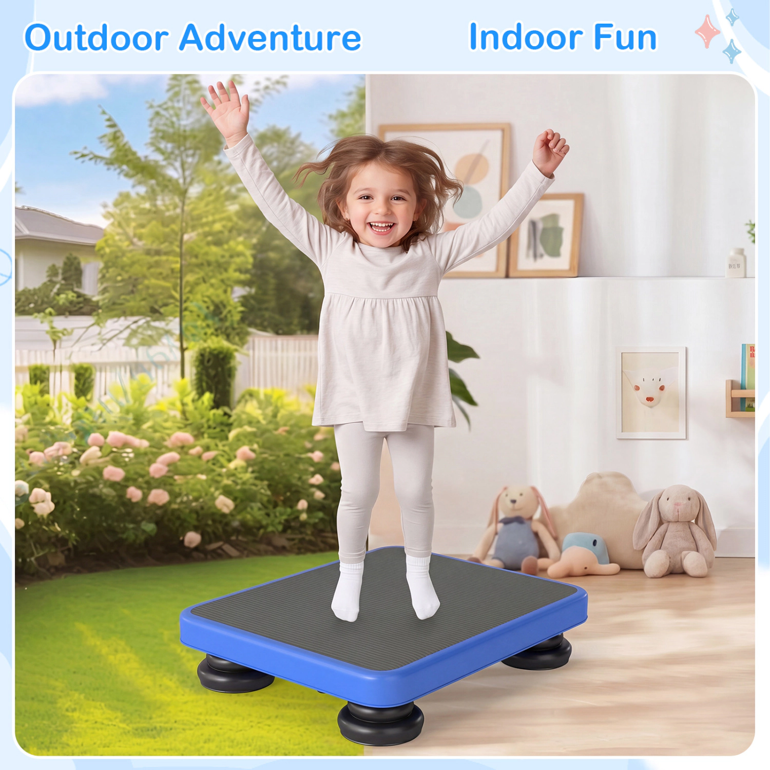 LJG 24x20" Kids Rebounder Bouncing Board with Elastic Rope for Ages 3+