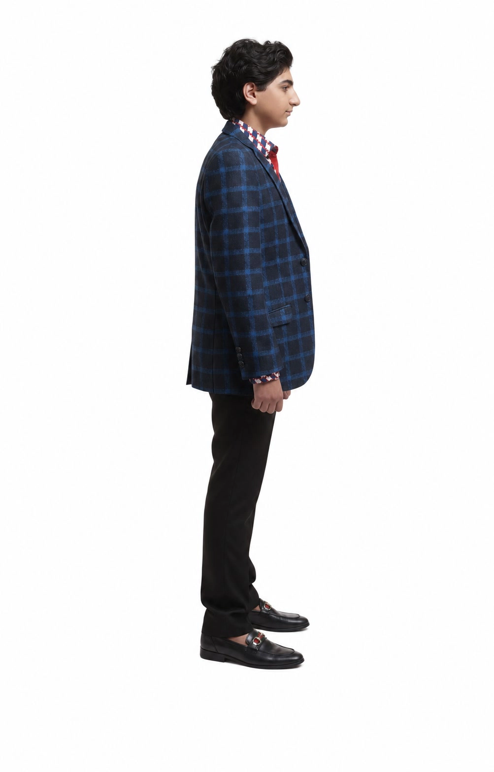 Elie Balleh Boys Slim Fit Wild Plaid Jacket