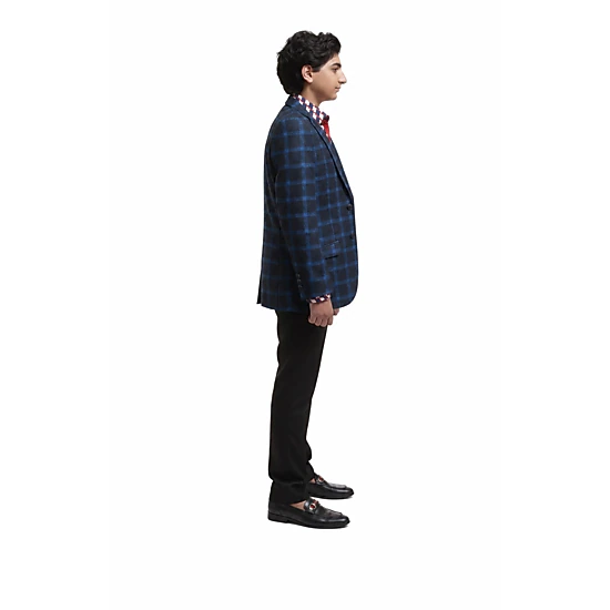Elie Balleh Boys Slim Fit Wild Plaid Jacket