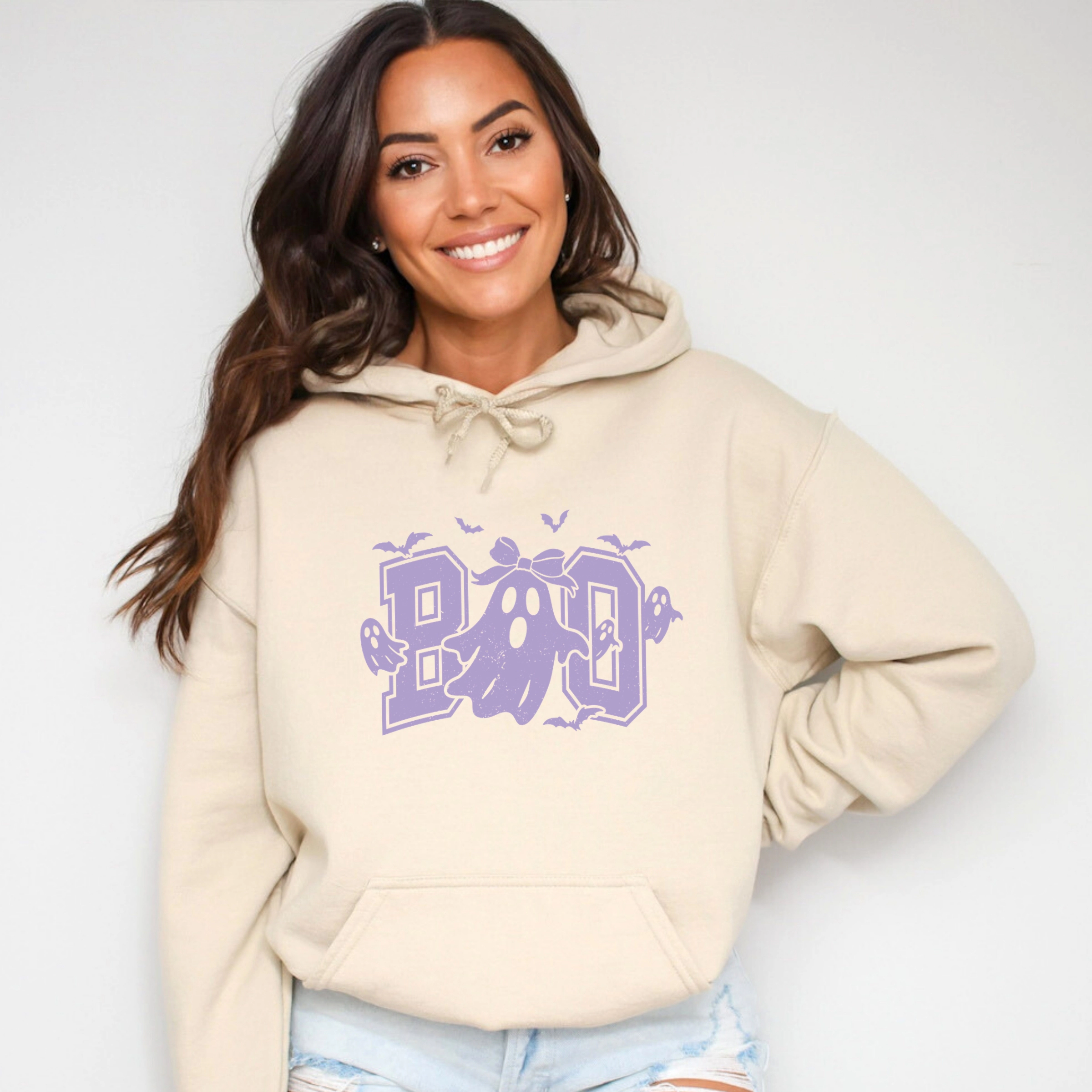 Simply Sage Market - Women's Graphic Hoodie Boo Varsity Ghosts Coquette