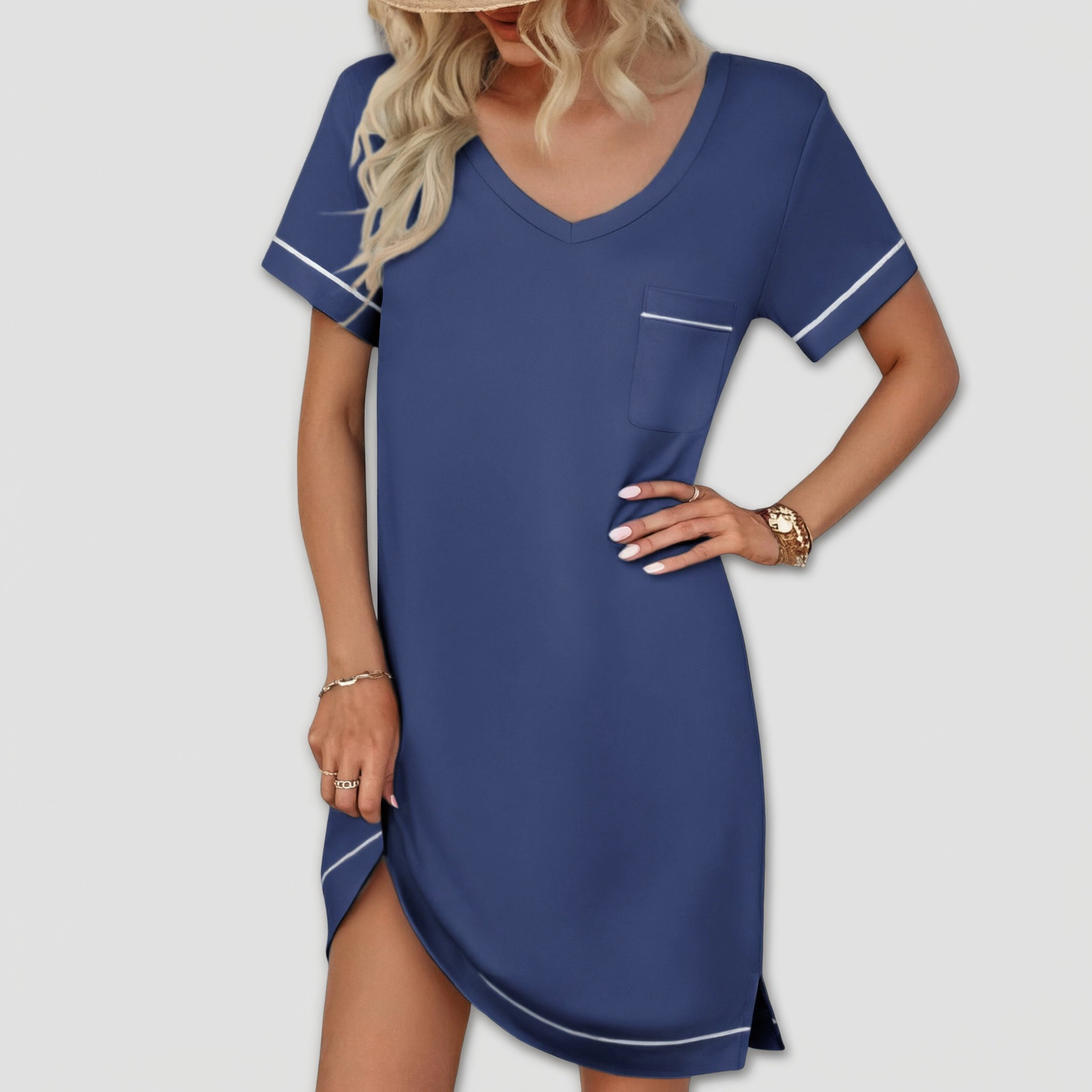 Ekouaer Womens Nightgowns for Women Short Sleeves V Neck Sleepwear  Short Nightshirt Tshirts Dress