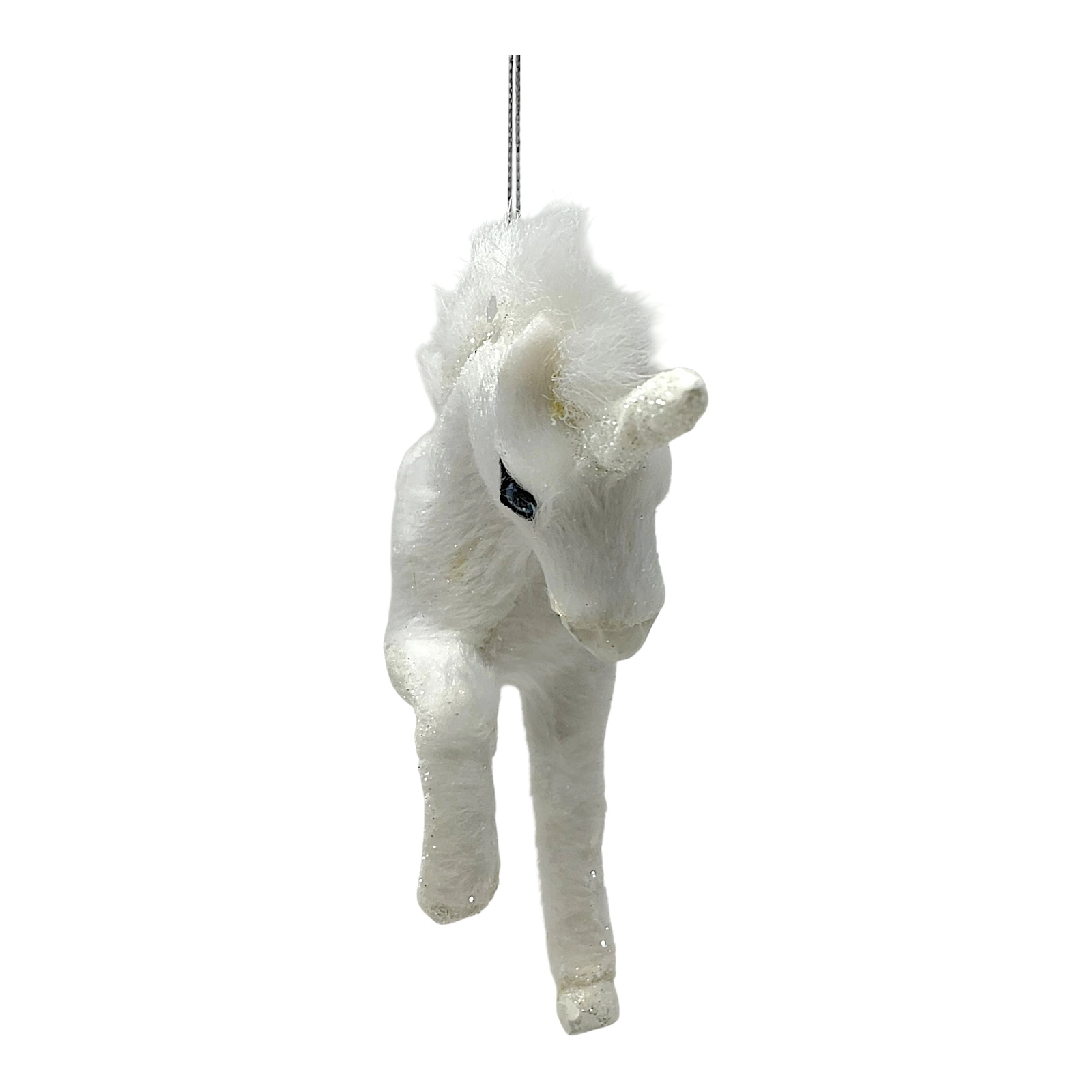 Kurt Adler White Plush Glittered Unicorn Fantasy Christmas Tree Ornament 6.5 inch