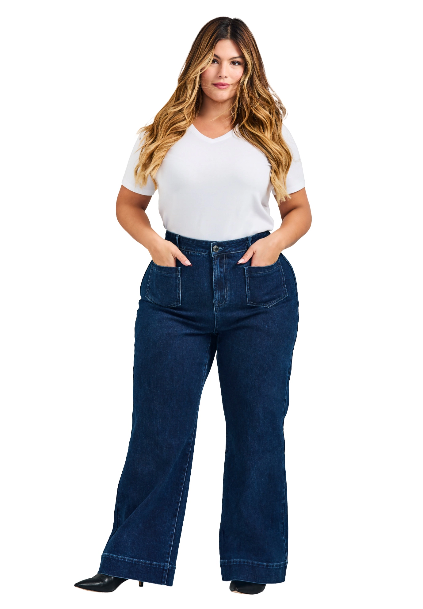 Avenue Women's Plus Emma Wide Leg Jean