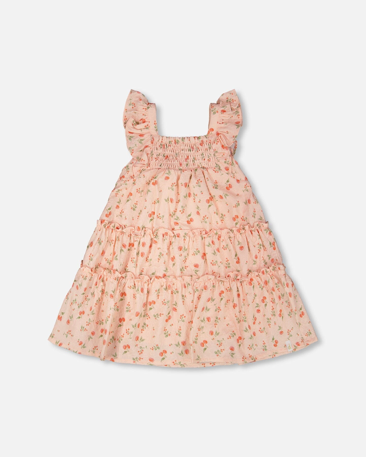 Deux par Girls Multi-Tiered Dress with Smocking Printed Flowers