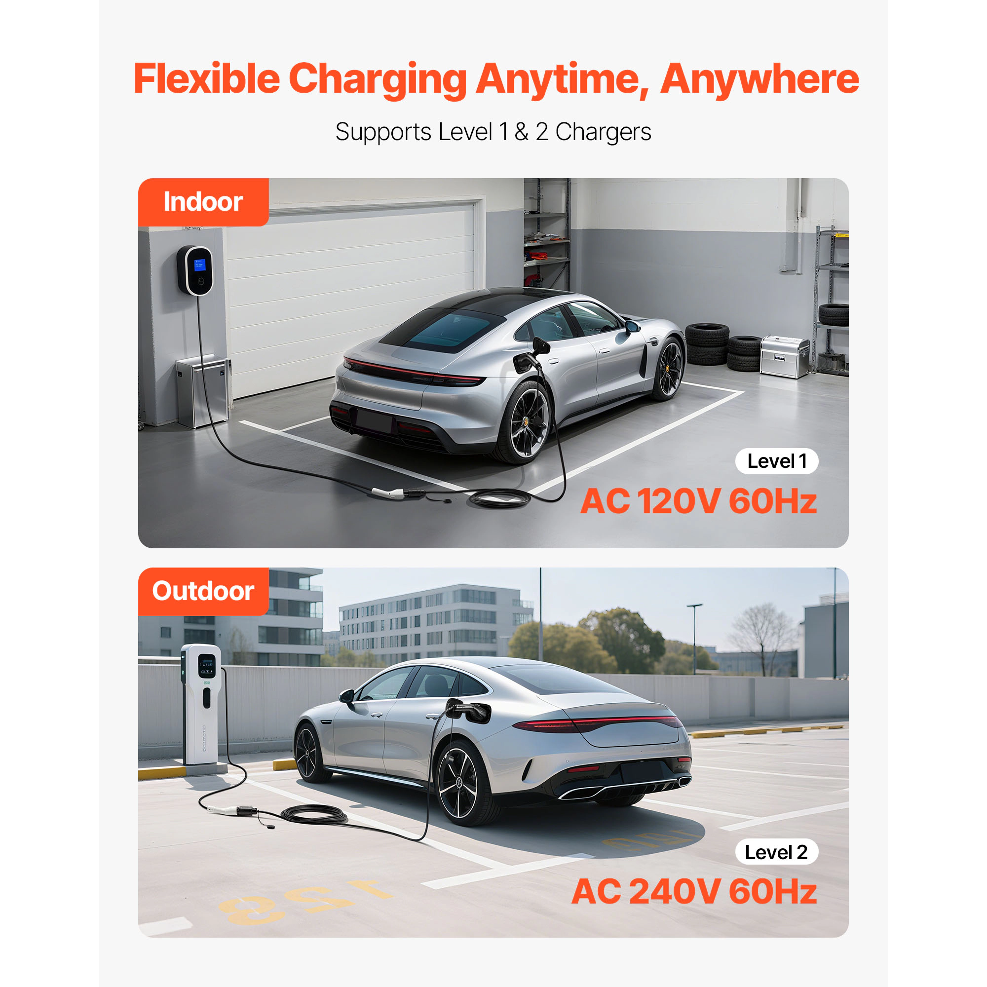 HONGGE EV Charger Extension Cable Extension Cord with 240V Level Cable with Carrying Bag
