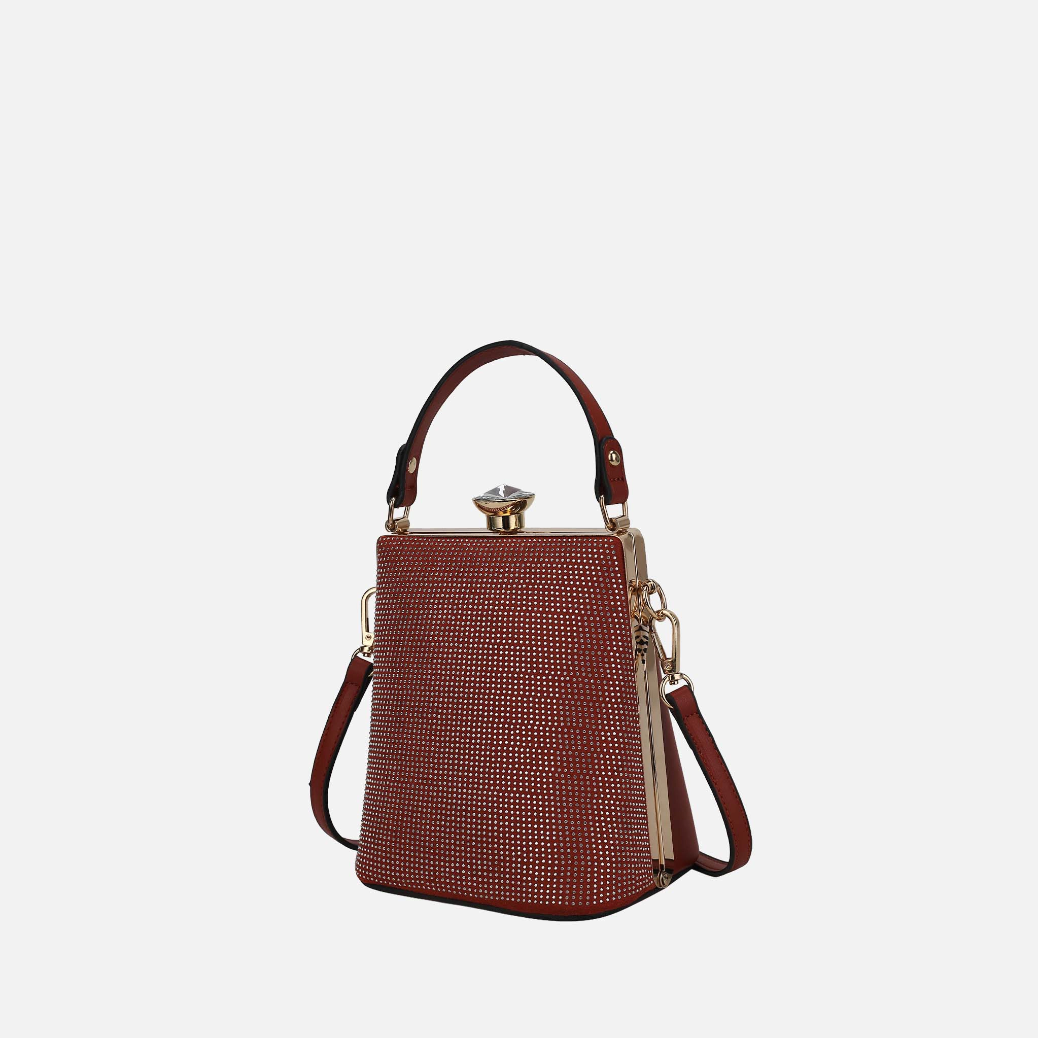 Mia K Collection Taliah Vegan Leather Evening Clutch with Gold-Tone Details