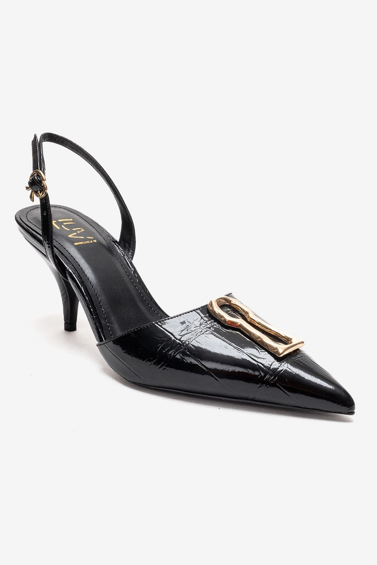 Prologue Shoes Womens Yvella Buckle Pointed Toe Stiletto Pump