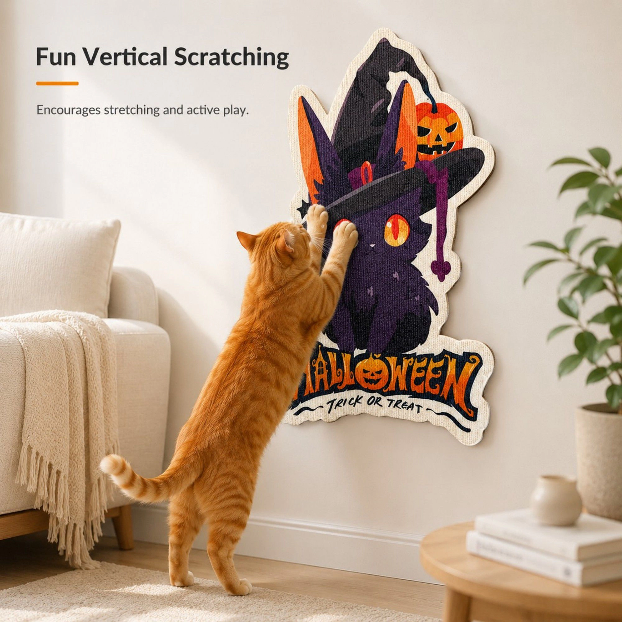 Alilang Pet Halloween Self-Adhesive Wall Furniture Cat Scratcher Pad 31.5 x 19.7