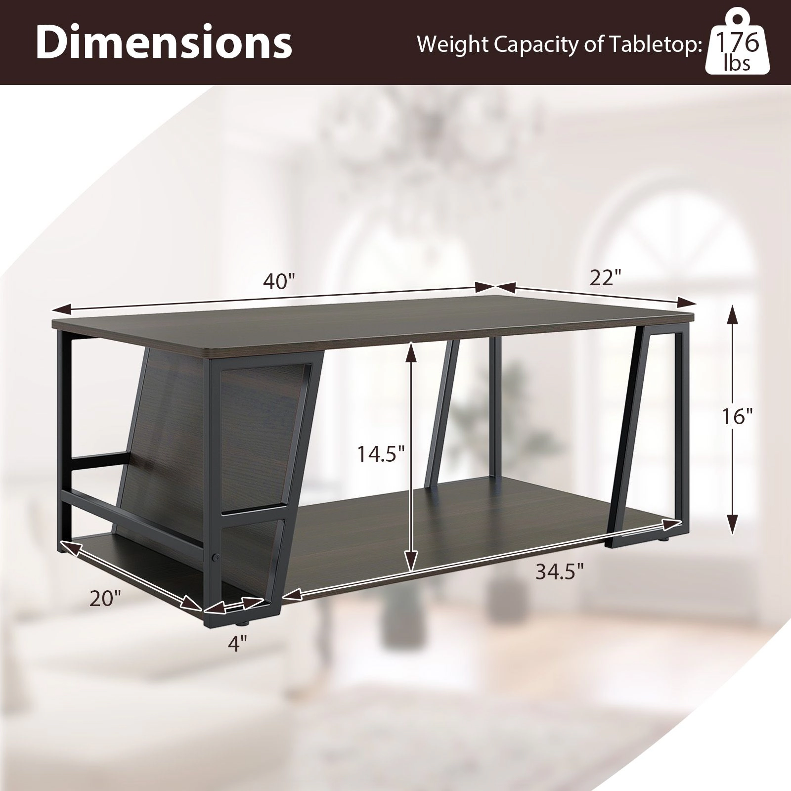 SlickBlue Industrial Coffee Table with Metal Frame and Storage