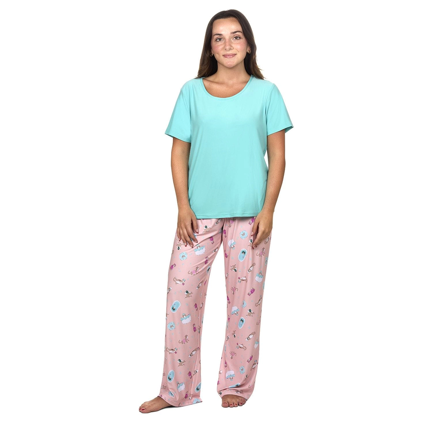 MeMoi Women's Spa Kitty Two Piece Pajama Set A Bag