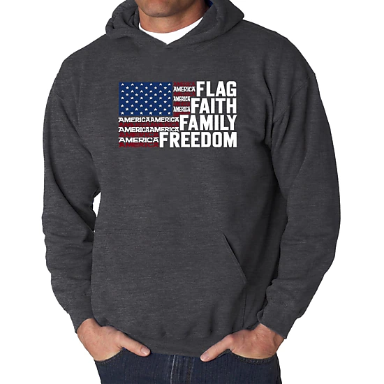 LA Pop Art Faith Flag - Men's Word Art Hooded Sweatshirt