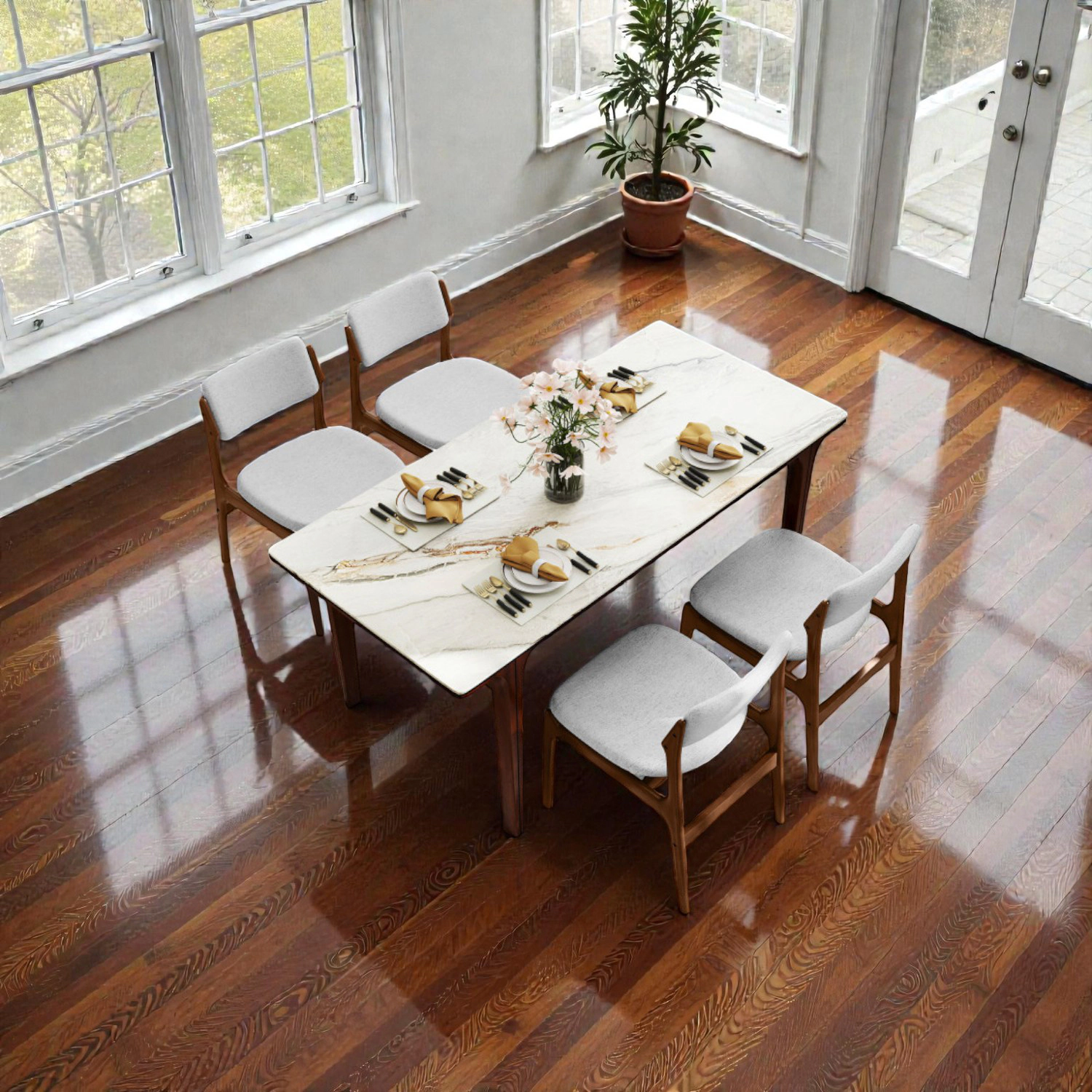 Hivvago Modern Wooden Dining Chairs for 4 with Soft Cushions and Durable Legs