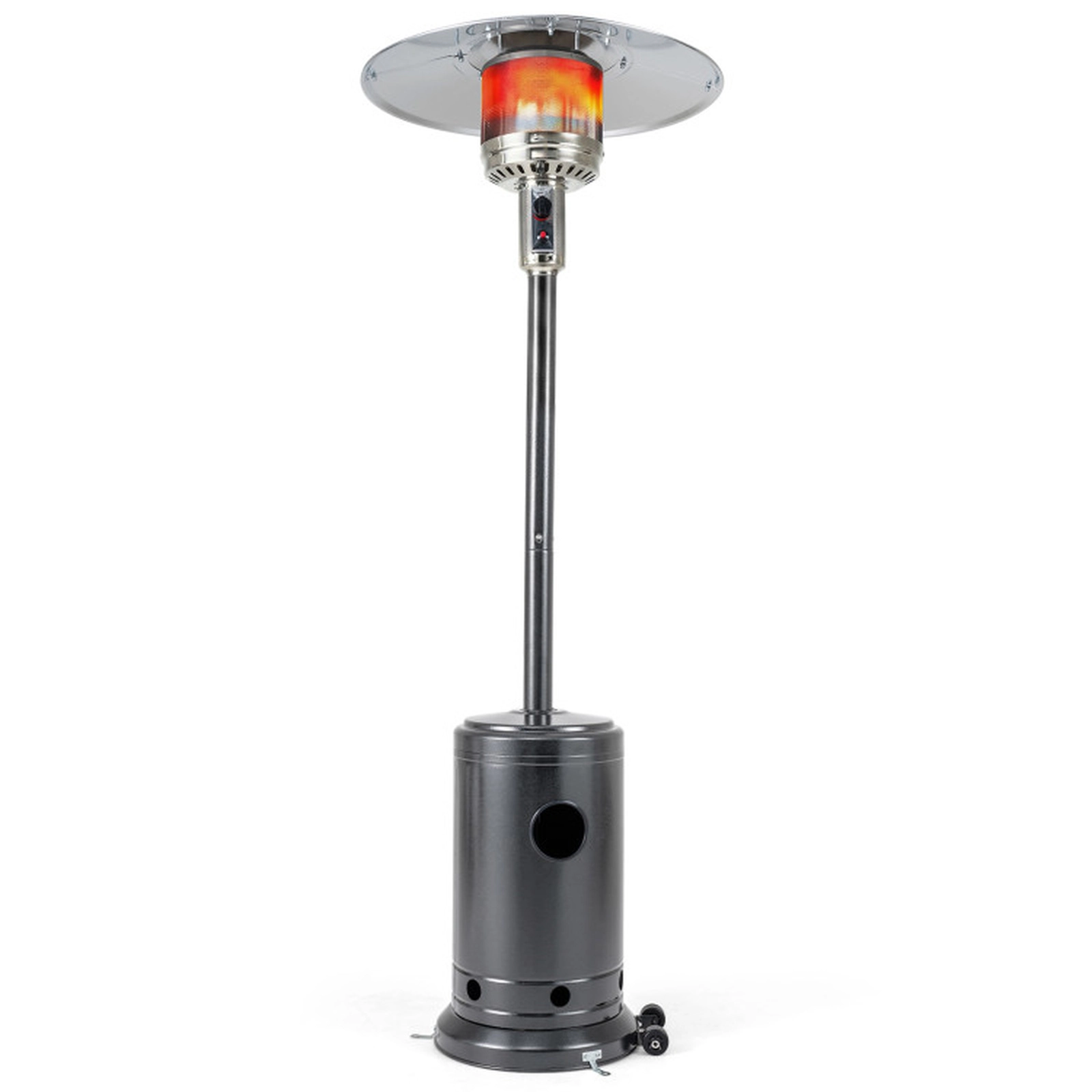 SUGIFT Gray Propane Patio Heater with Stainless Steel Burner and 20-ft Heat Range 50000-BTU 32.5-in W 86-in H