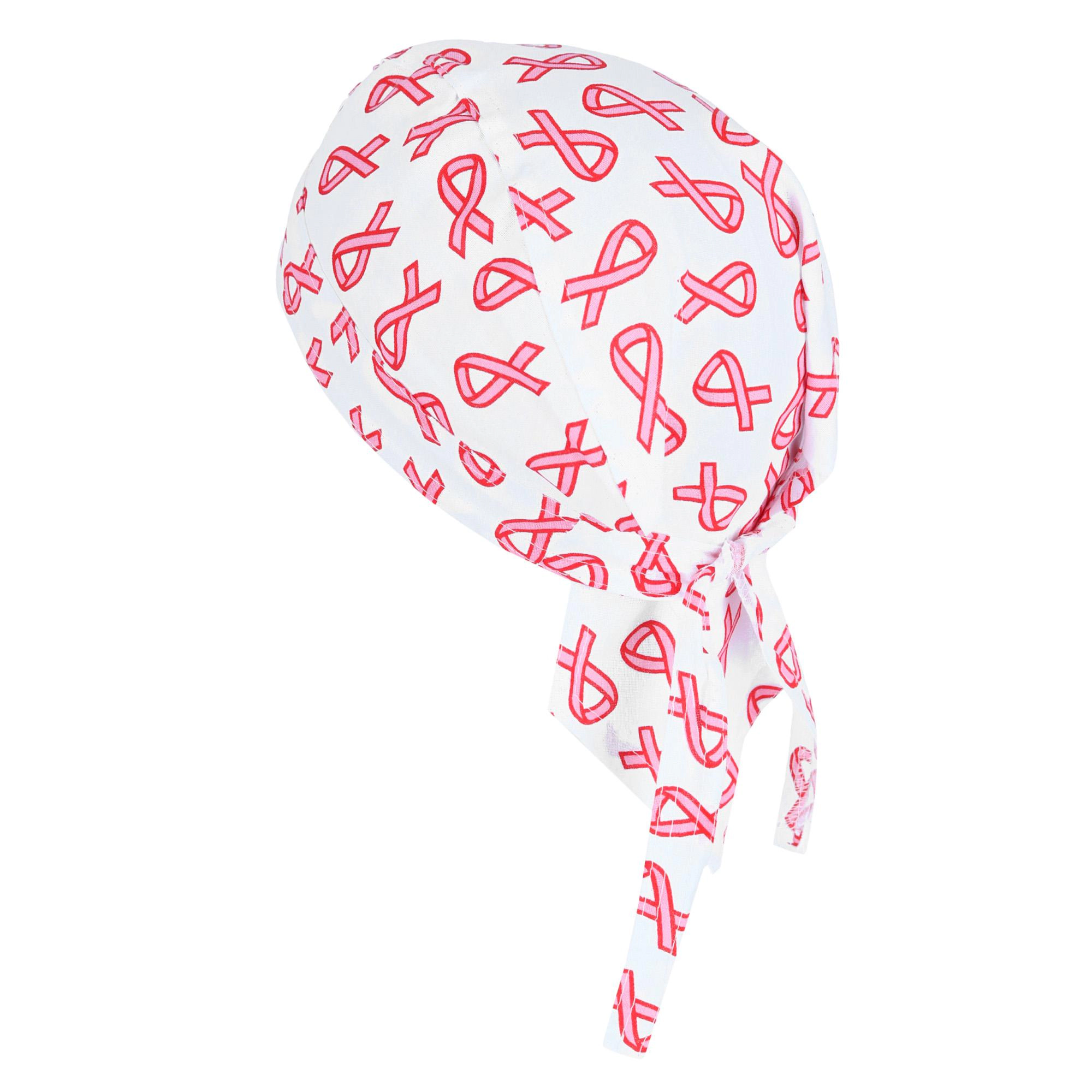 CTM Premium Cotton Unlined Breast Cancer Pink Ribbon Do Rag