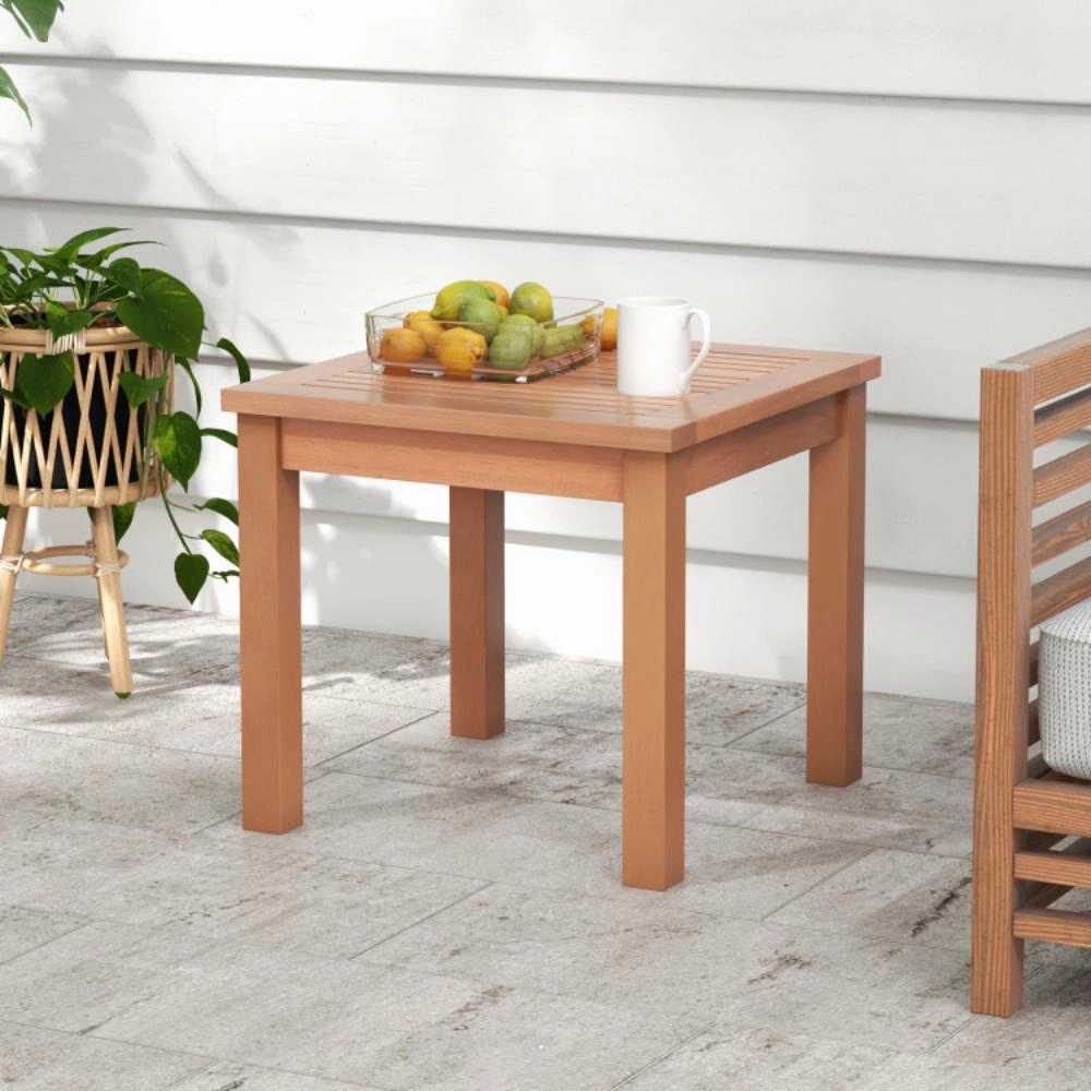 Hivvago 18 Inch Square End Outdoor Adirondack Side Table With Slatted Tabletop