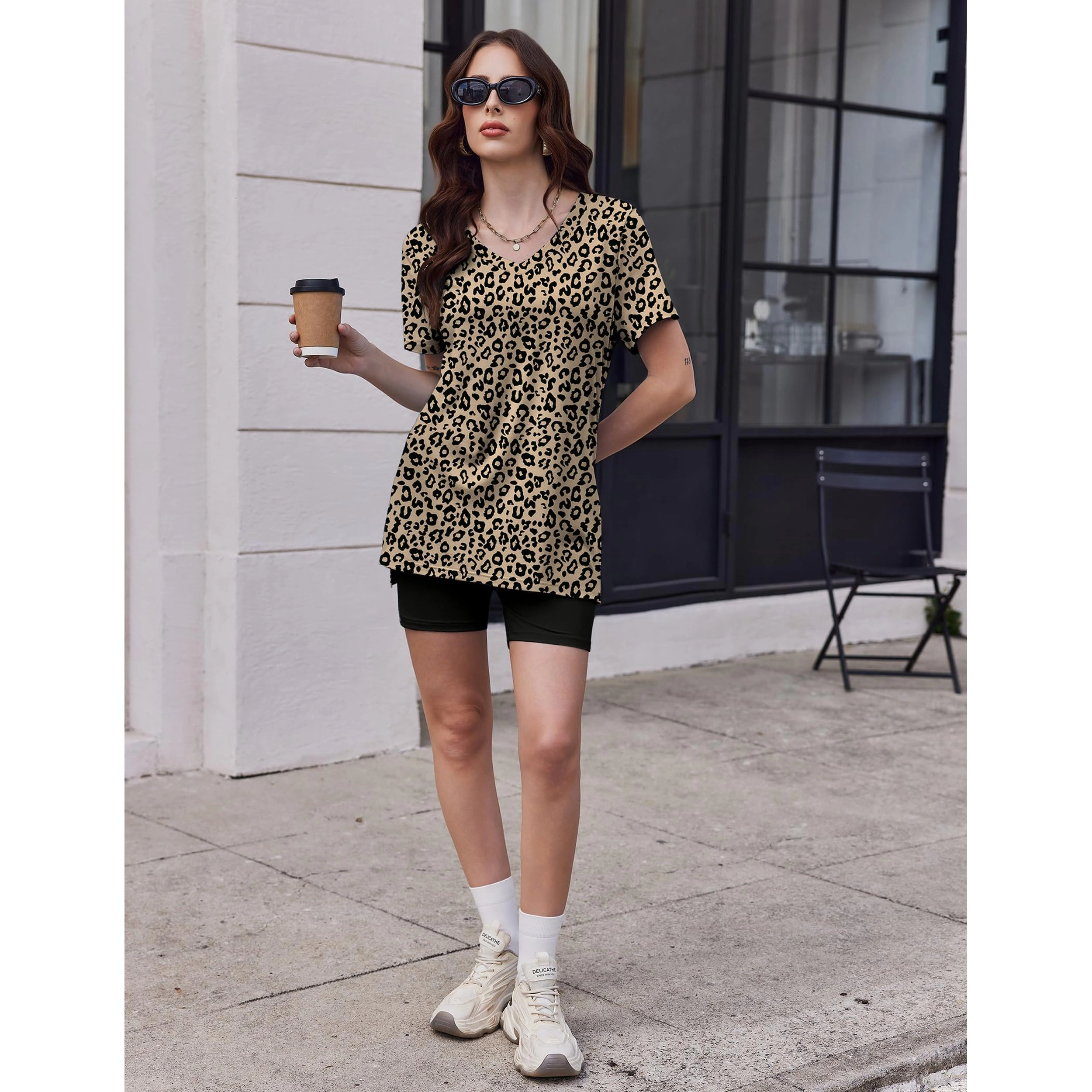 Ekouaer Pajamas for Womens Set Two Piece Lounge Pjs Biker Shorts Sets V Neck Tops Matching Outfits