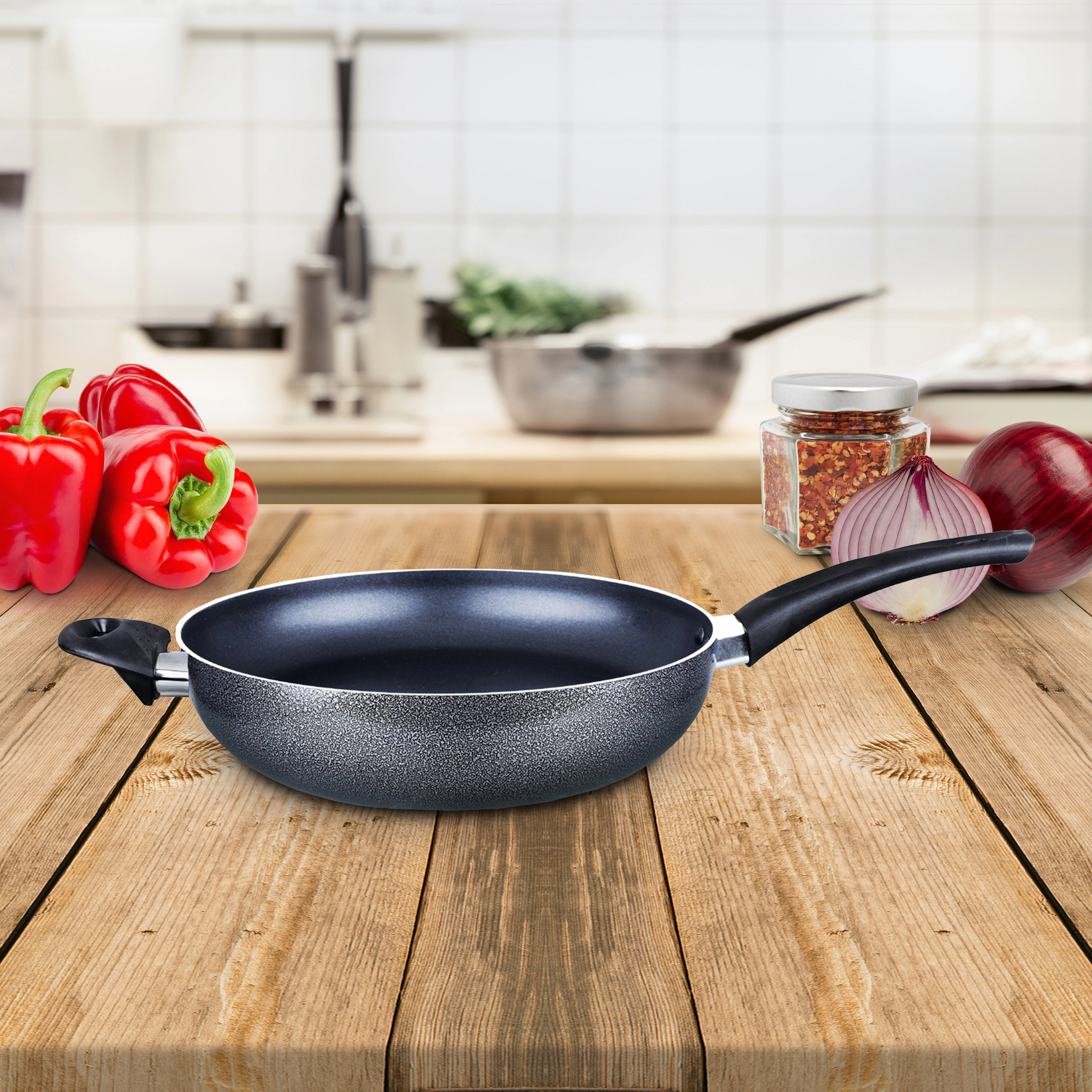 Brentwood Wok Aluminum Non-Stick 12" Gray