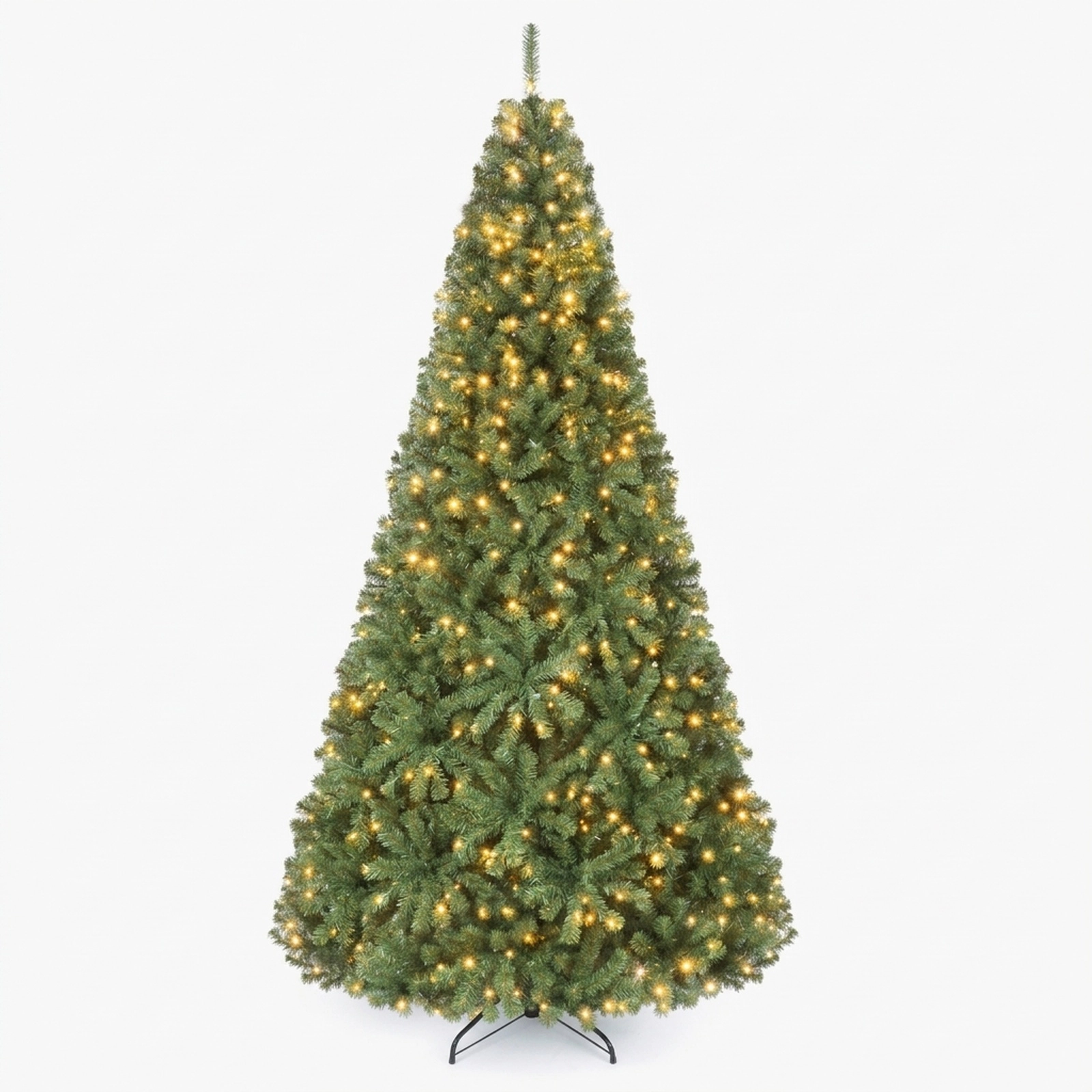 SUGIFT Pre-Lit 8-Foot Artificial Christmas Tree with 2 Lighting Colors 11 Lighting Modes and Folding Metal Stand Green