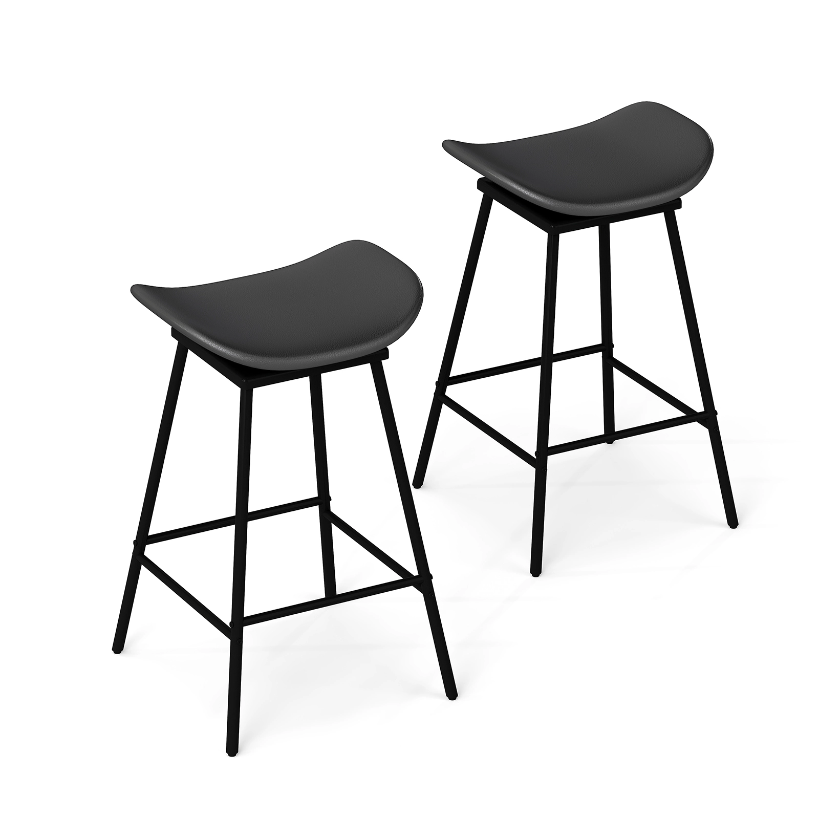 Glintex 2-Piece 28-Inch Backless Swivel Bar Stool Set with Saddle Seat