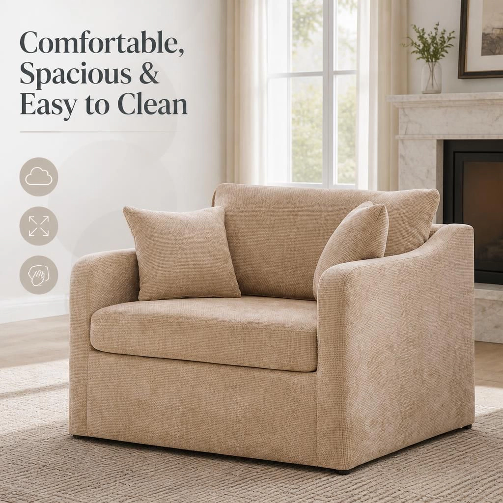 GOODSILO Comfortable Upholstered Chenille Accent Chair