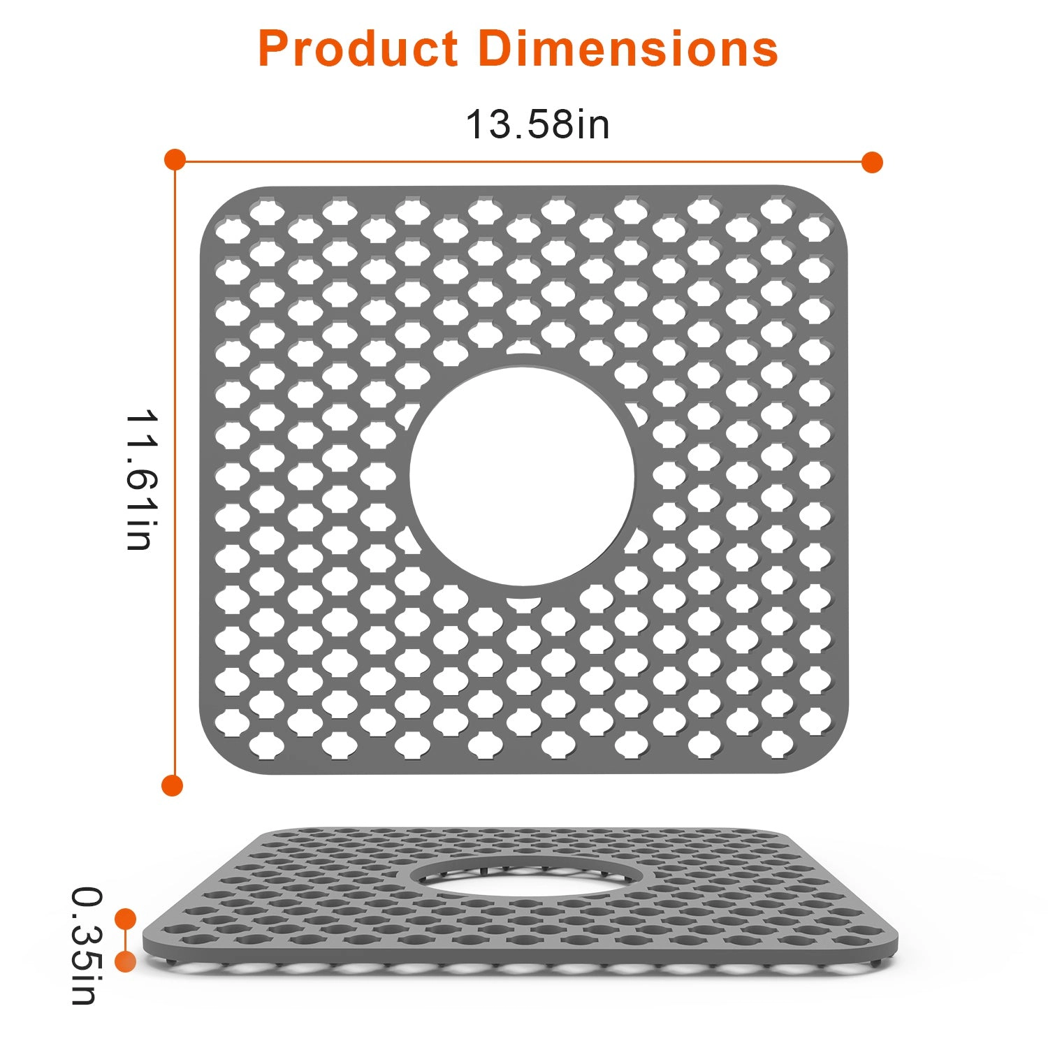 GBruno 2-Piece Silicone Sink Mat With Drain Hole