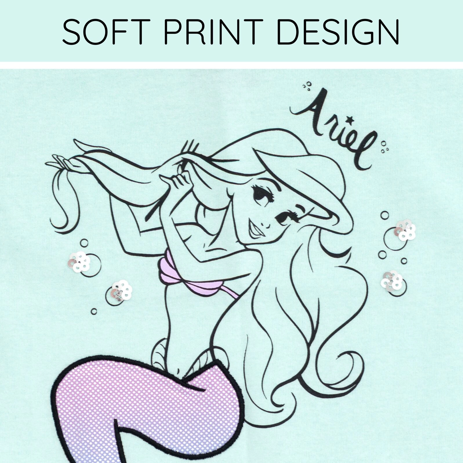 Disney The Little Mermaid Princess Ariel Girls' Sequin T-Shirt