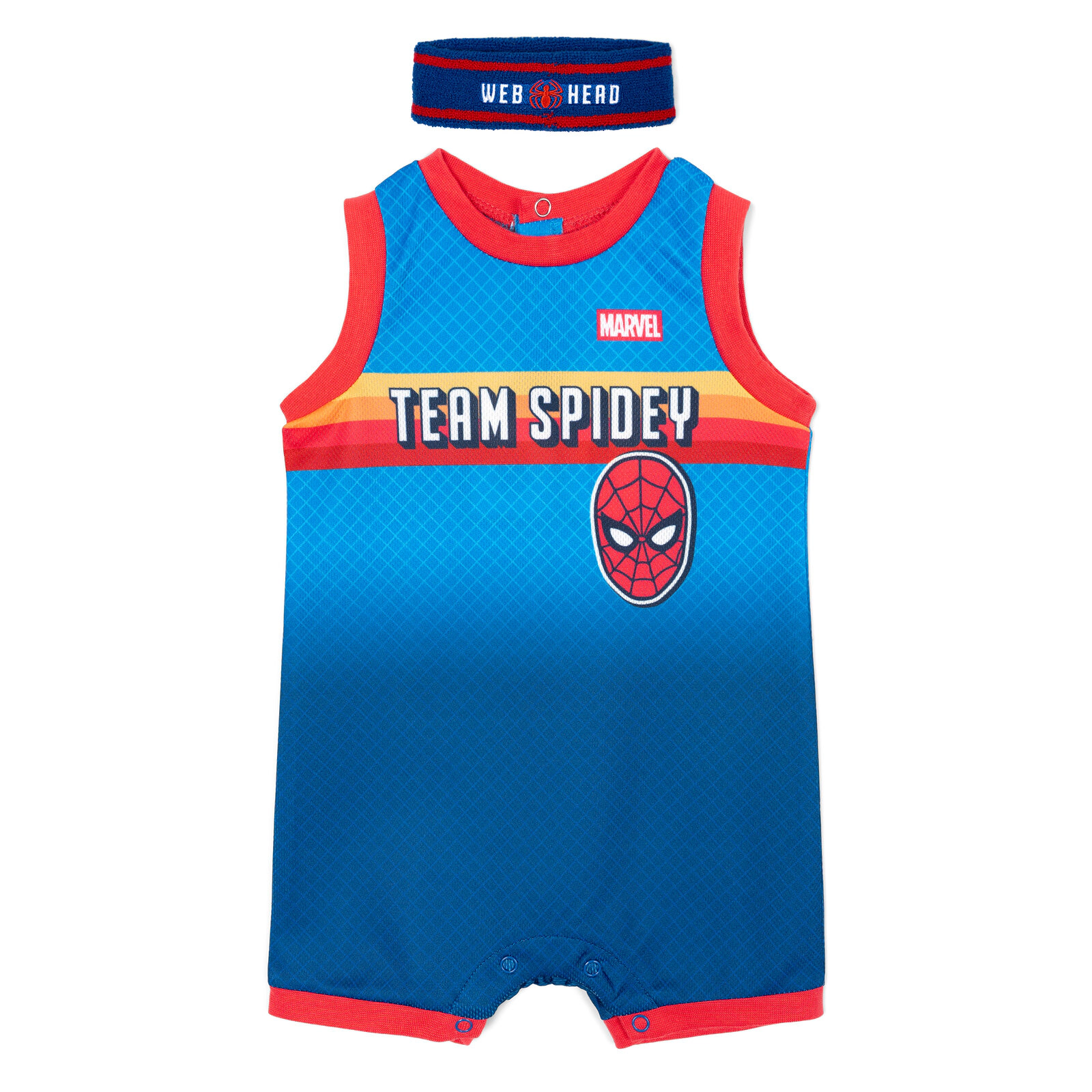 Marvel Spider-Man Baby Boys' Basketball Romper and Headband Set