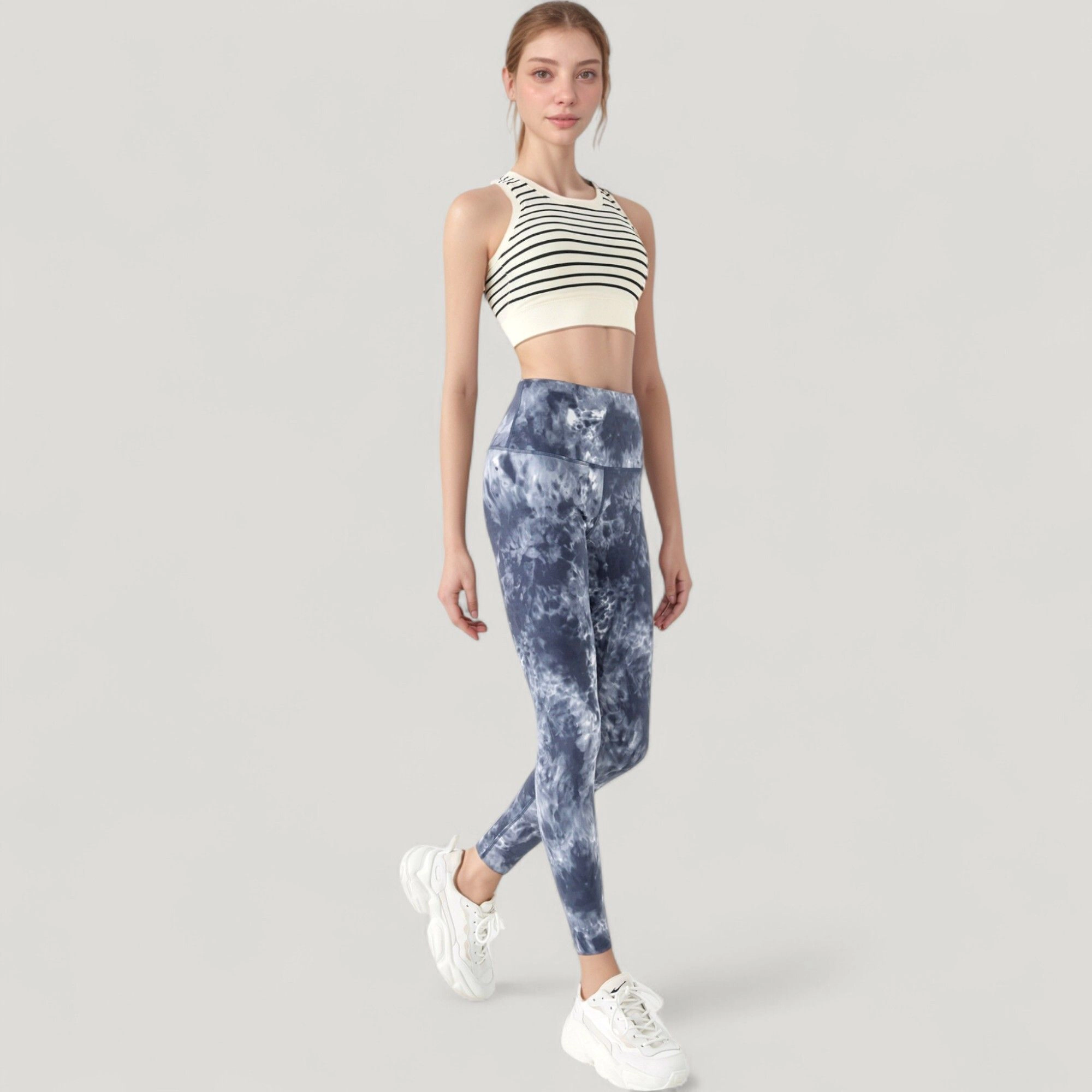 Anna-Kaci Women's Striped Sleeveless Crop Top with Fitted Hem and Round Neckline