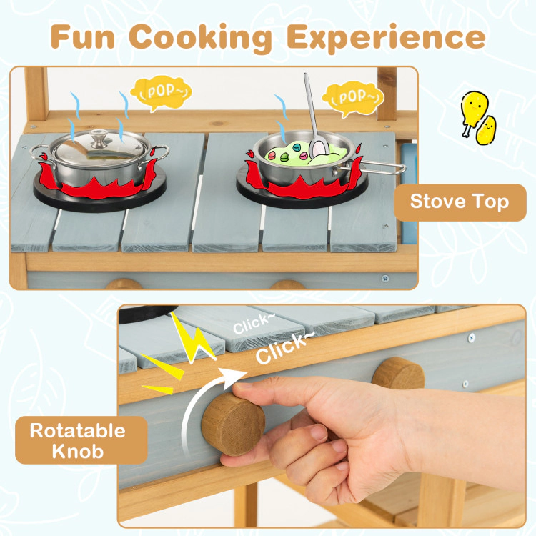 Hivvago Outdoor Kids Mud Kitchen with Faucet and Water Box