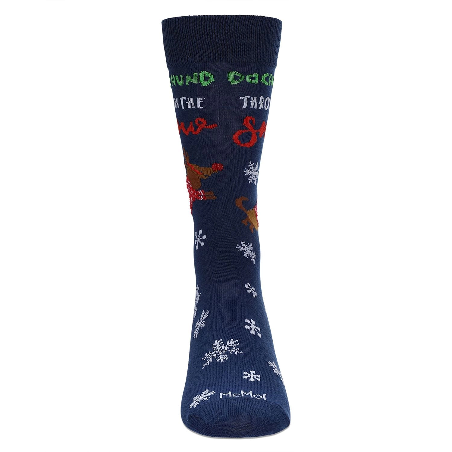 MeMoi Men's Dachshund Through The Snow Holiday Crew Socks