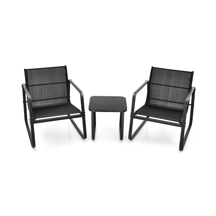 Hivvago 3 Pieces Patio Bistro Furniture Set With Glass Top Table Garden Deck