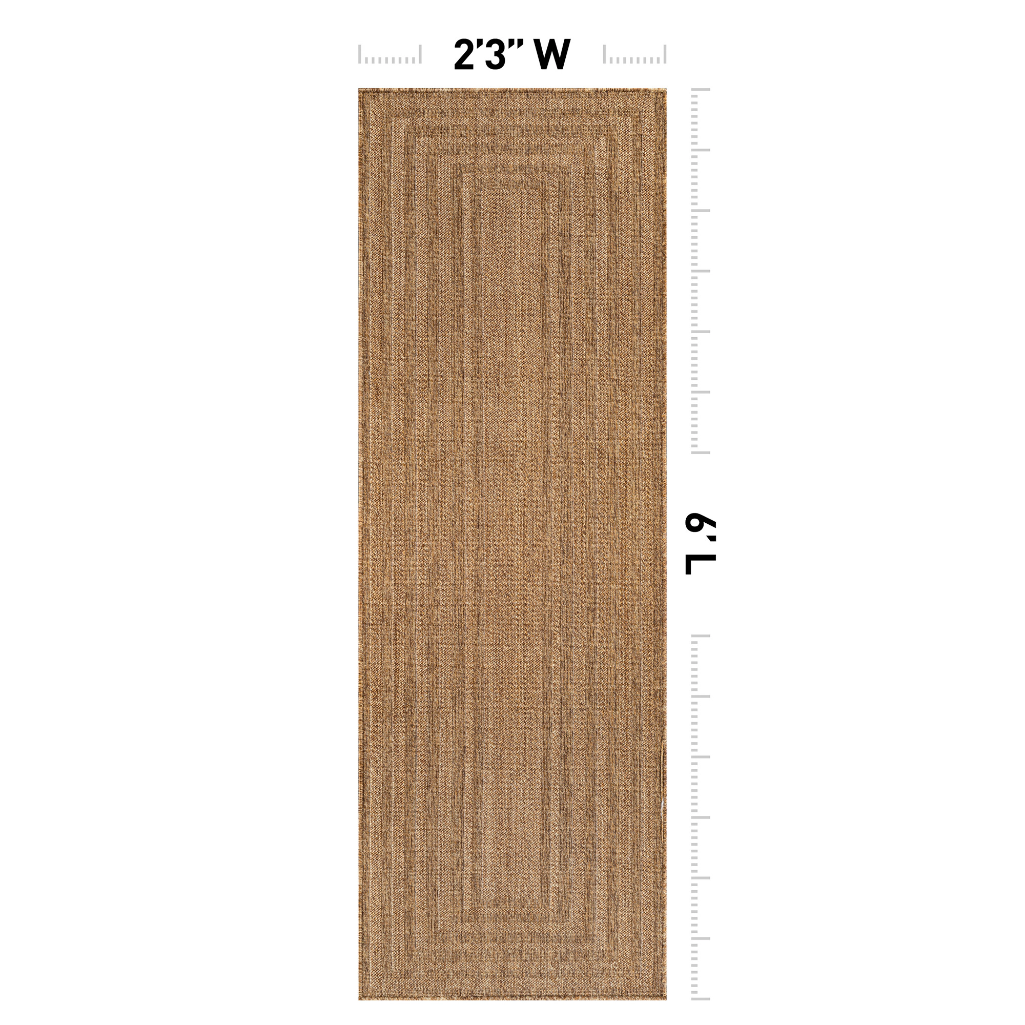 World Rug Gallery Geometric Indoor/Outdoor Flat Woven-Natural Jute-Style, Easy-Care Patio for Backyard Porch Deck