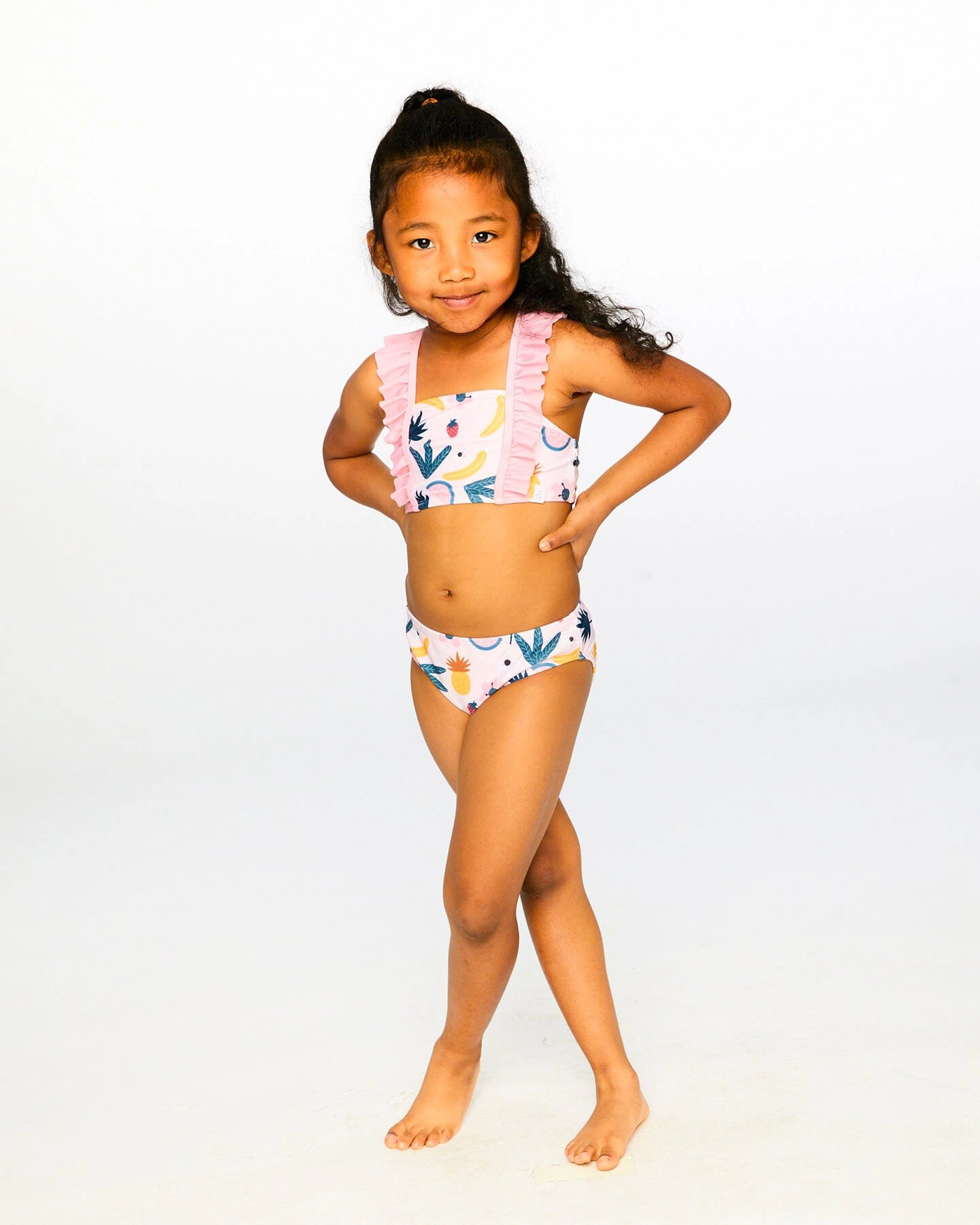Deux par Girls Printed Fruits Top and Bottom Two-Piece Swimsuit