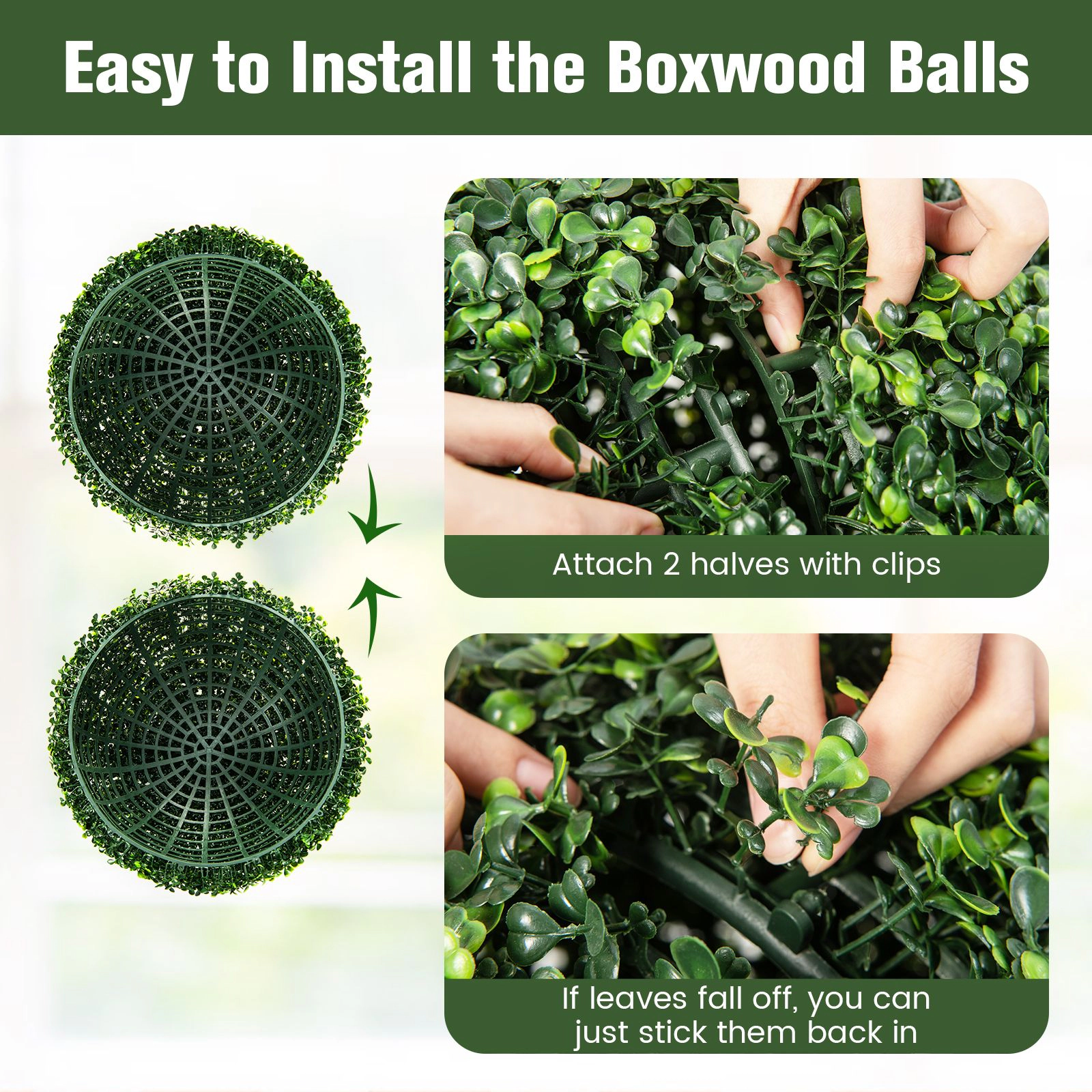 SlickBlue 2 Pieces 19 Inch Artificial Boxwood Topiary Balls for Decor