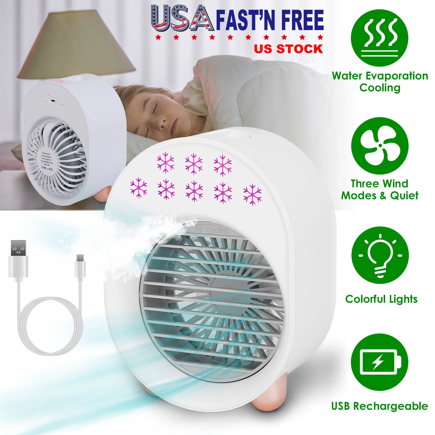 GBruno 4-in-1 Portable Desktop Air Cooler Fan