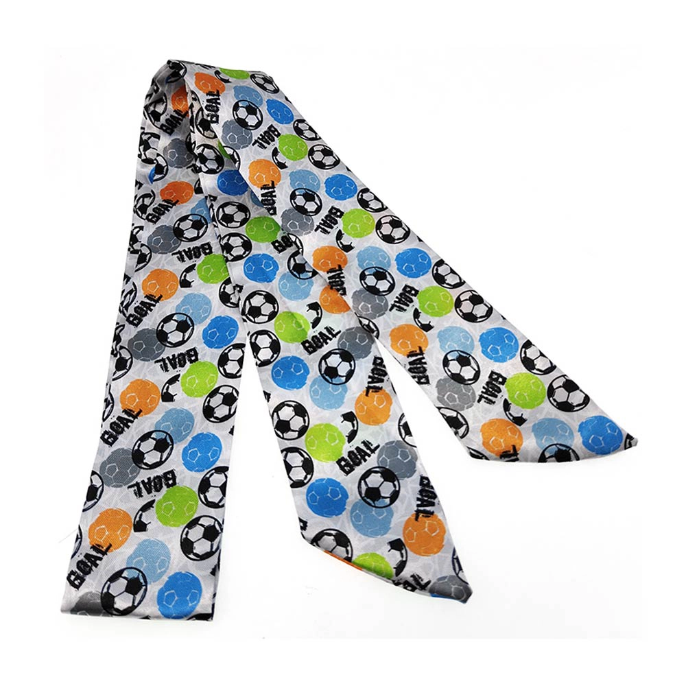 TRUEDAMES 12PCS - Silky Feel Soccer Ball Pattern Print Twilly Bag Neck Scarves Assorted